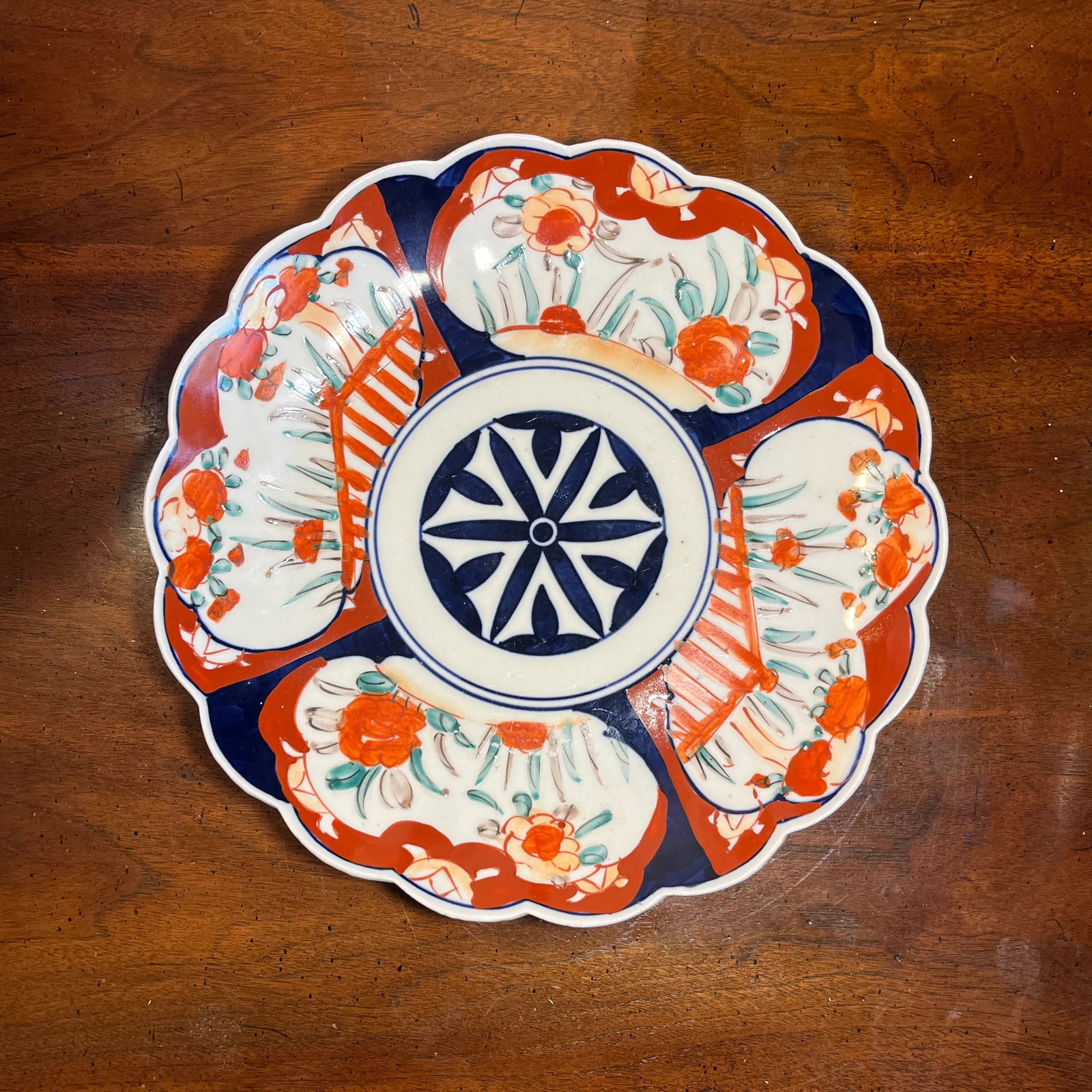 Antique Hand Painted Scalloped Japanese Imari Charger - 2