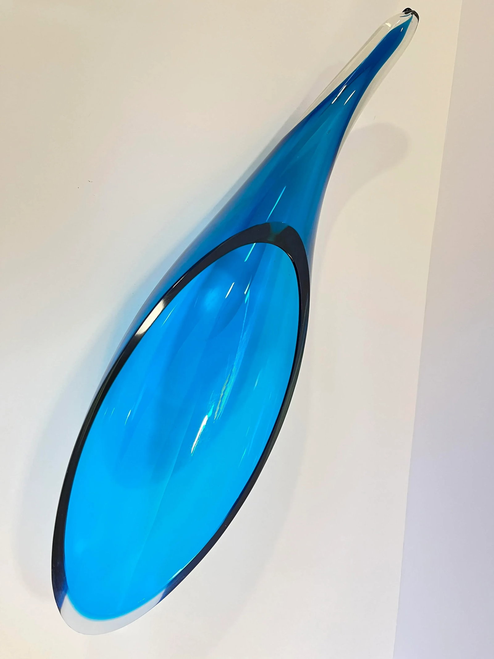 Circa 1960s Blenko Blue Glass Horn Shaped Vase - 5