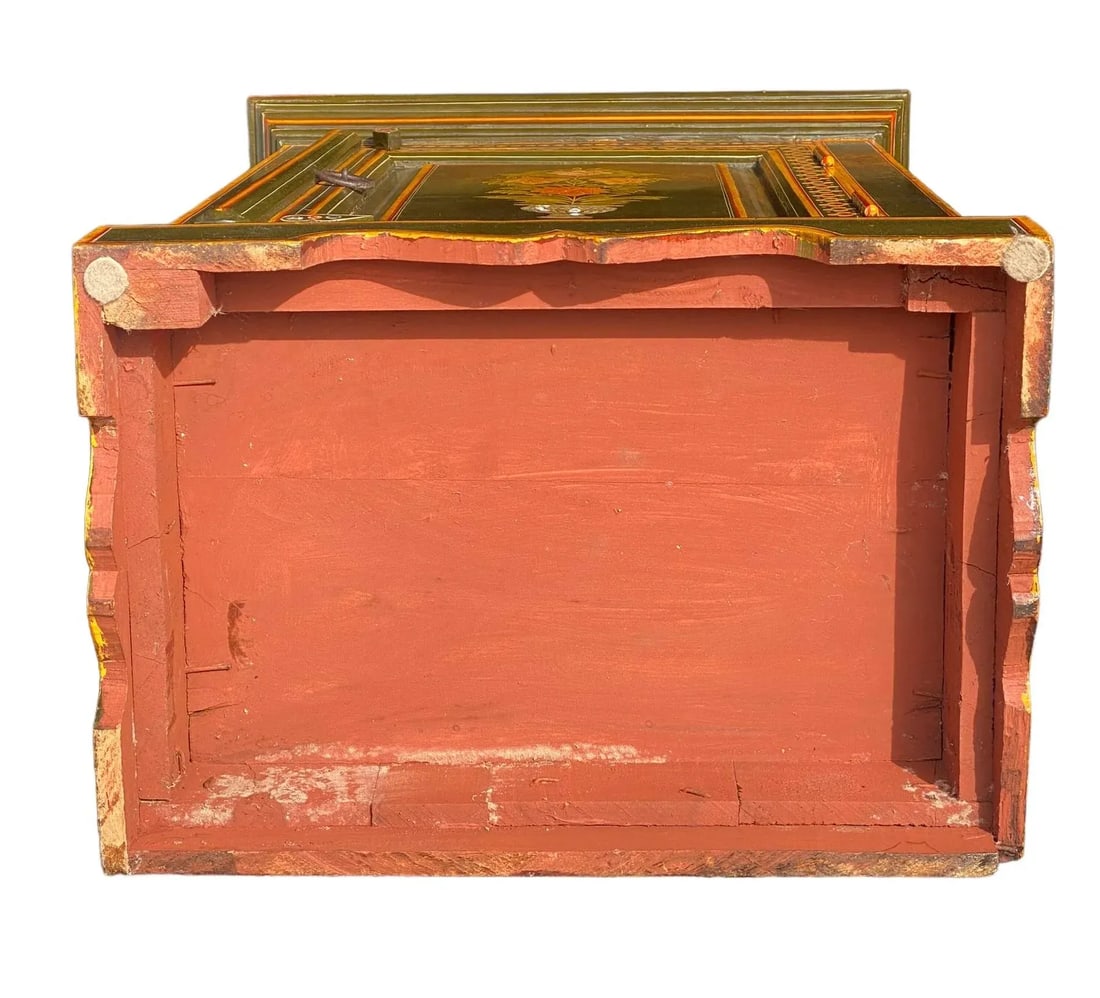 Vintage Folk Art Painted Tall Cabinet With Floral Design - 9