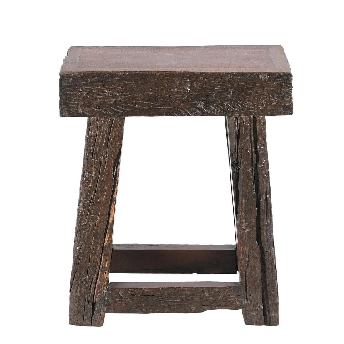 1990s Rustic Ranch Style Distressed Spalted Wood Bench - 2
