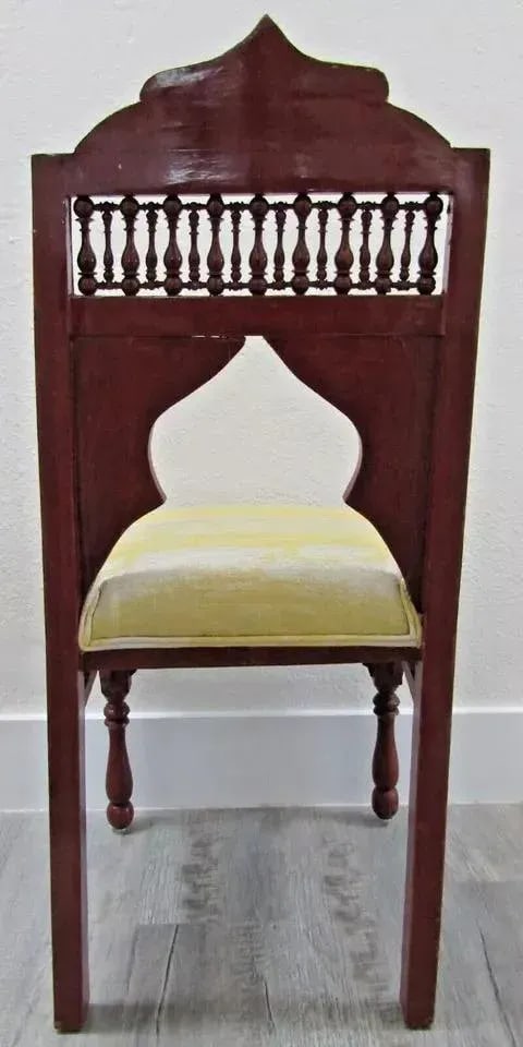 Antique Carved Hardwood and Inlay Mother of Pearl Side Chair Versace Style Seat - 8
