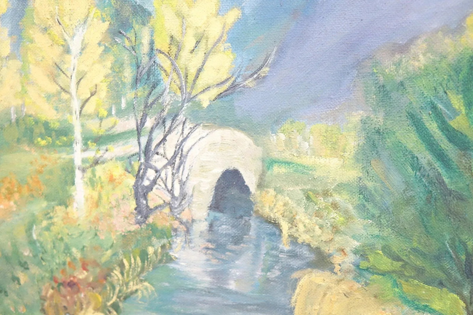Mid 20th Century **"Mediterranean Garden Terrace" - Framed Original Oil Painting Signed on the Botto - 3