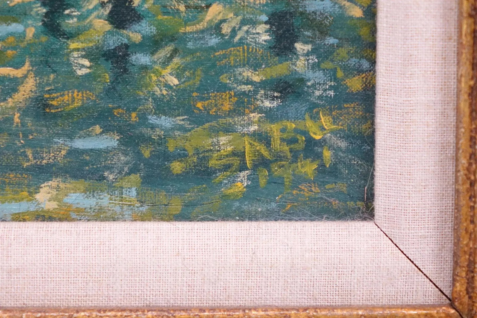 Mid 20th Century Woman at the Water Original Oil on Canvas Signed - 4