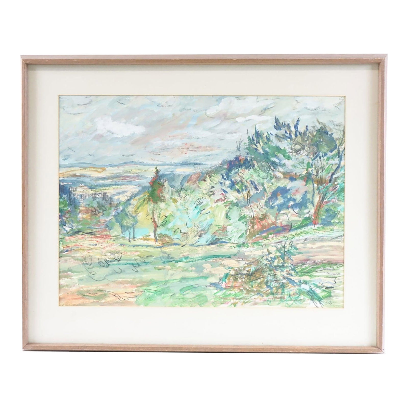 Brush of Light, Breath of Trees - Abstract Landscape Original Mixed Media Painting Signed: This vibrant and expressive abstract landscape is a signed original, rendered in mixed media. The composition flows with an emotional energy, capturing a natural scene not through strict realism, but 