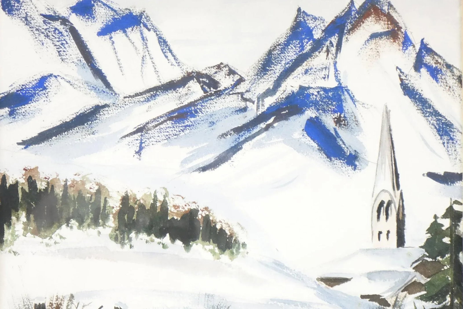 Echoes of the Frozen Alps - Original Watercolor on Paper Signed - 2
