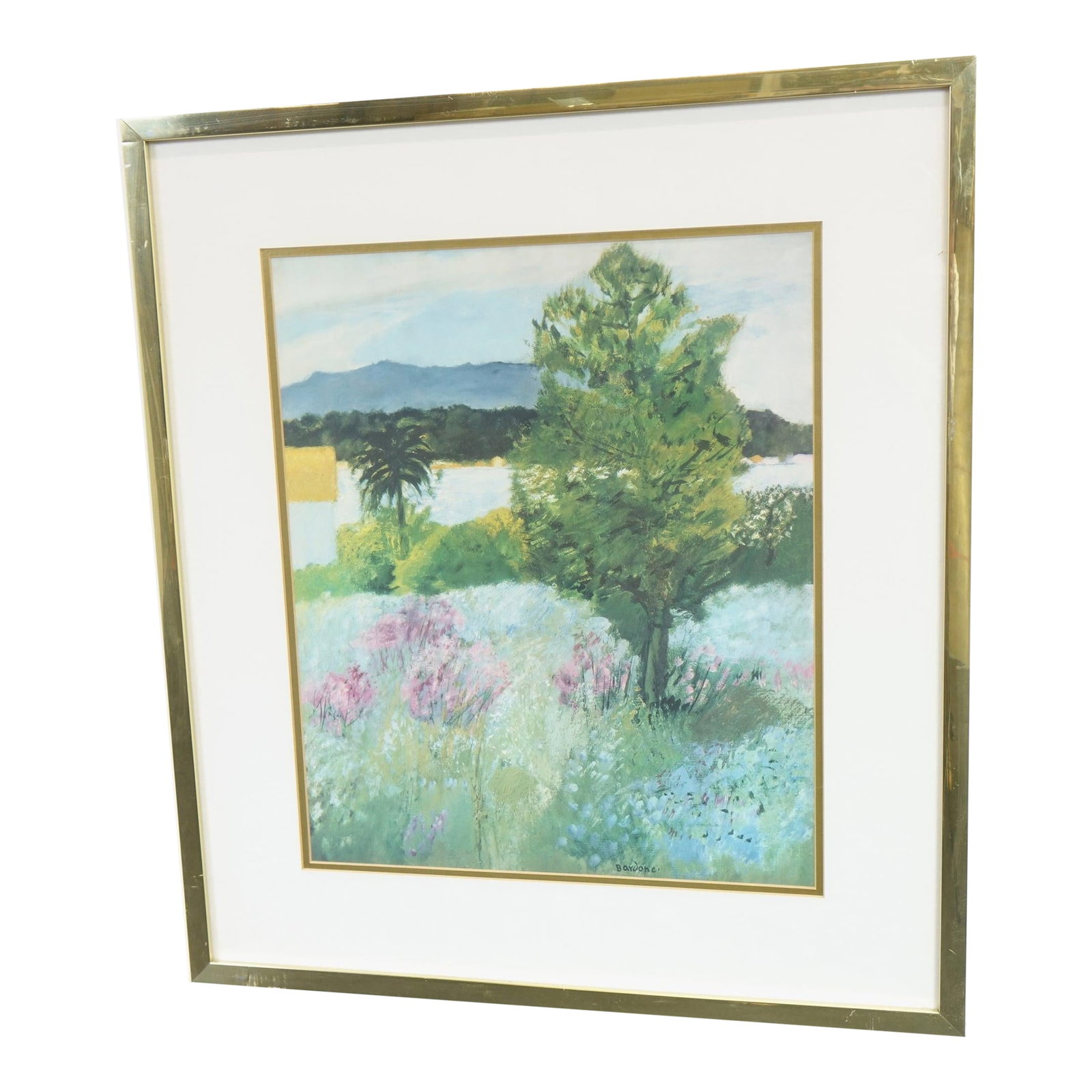 "Soft Meadow Symphony" - Oil Painting Print Signed on the Bottom: Serene and softly radiant, this landscape oil painting print captures a tranquil countryside scene infused with the light and color of a peaceful day. Rendered in a lyrical impressionist style, the wo