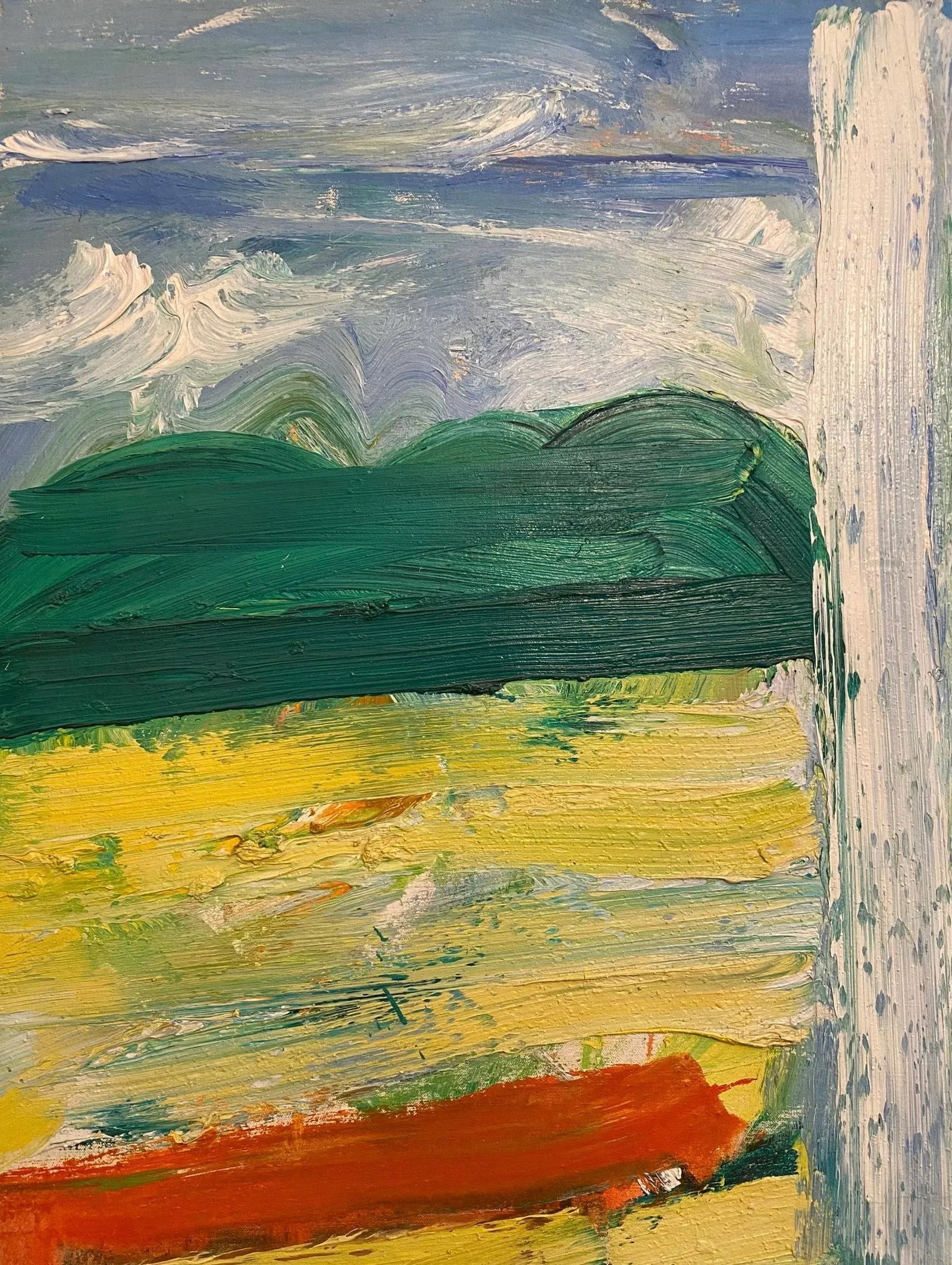 1980's Large Impressionist Abstract Oil Painting on Canvas Landscape "The Geyser" Signed Shecter '85 - 4
