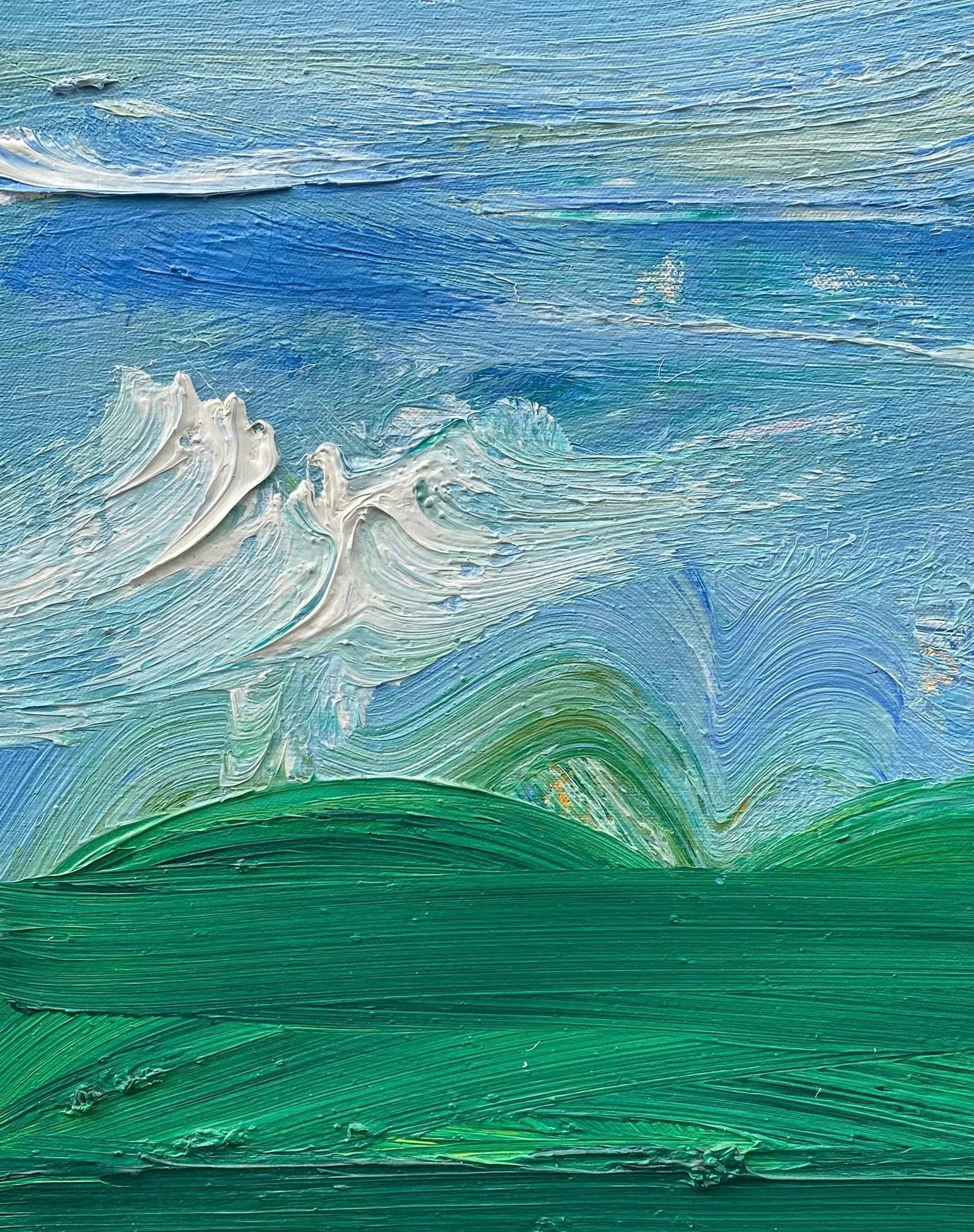 1980's Large Impressionist Abstract Oil Painting on Canvas Landscape "The Geyser" Signed Shecter '85 - 6