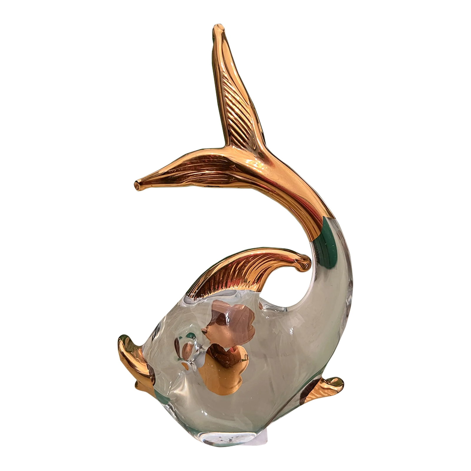 Vintage Franco Moretti Murano Glass Art Fish: Wonderful art glass fish by Franco Moretti. Hand blown with gold painted accents. Created in Murano Italy. Condition: Alterations: Original Condition Unaltered Imperfections: Some Imperfections