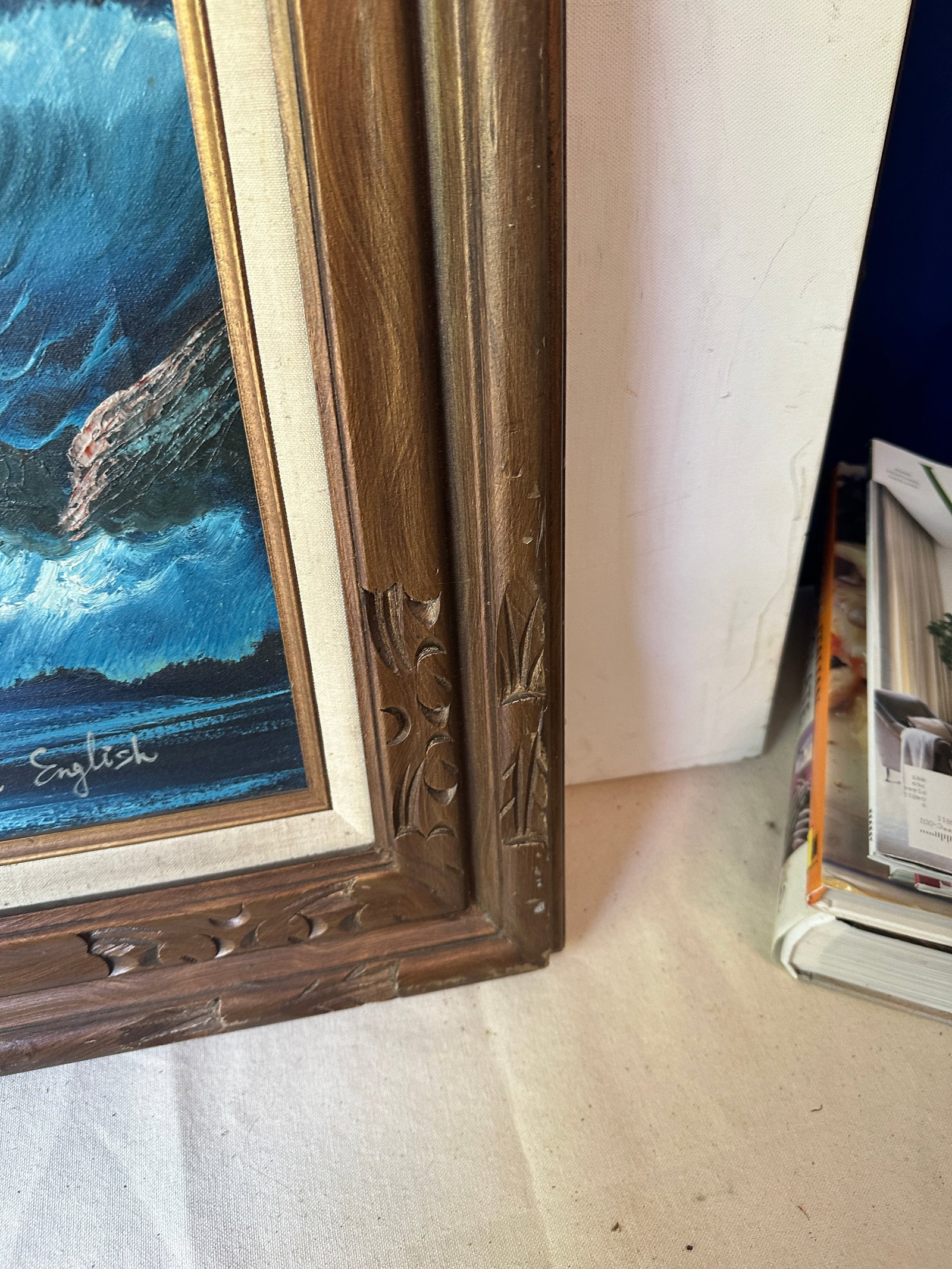 1970s Framed and Signed Seascape Painting - 10
