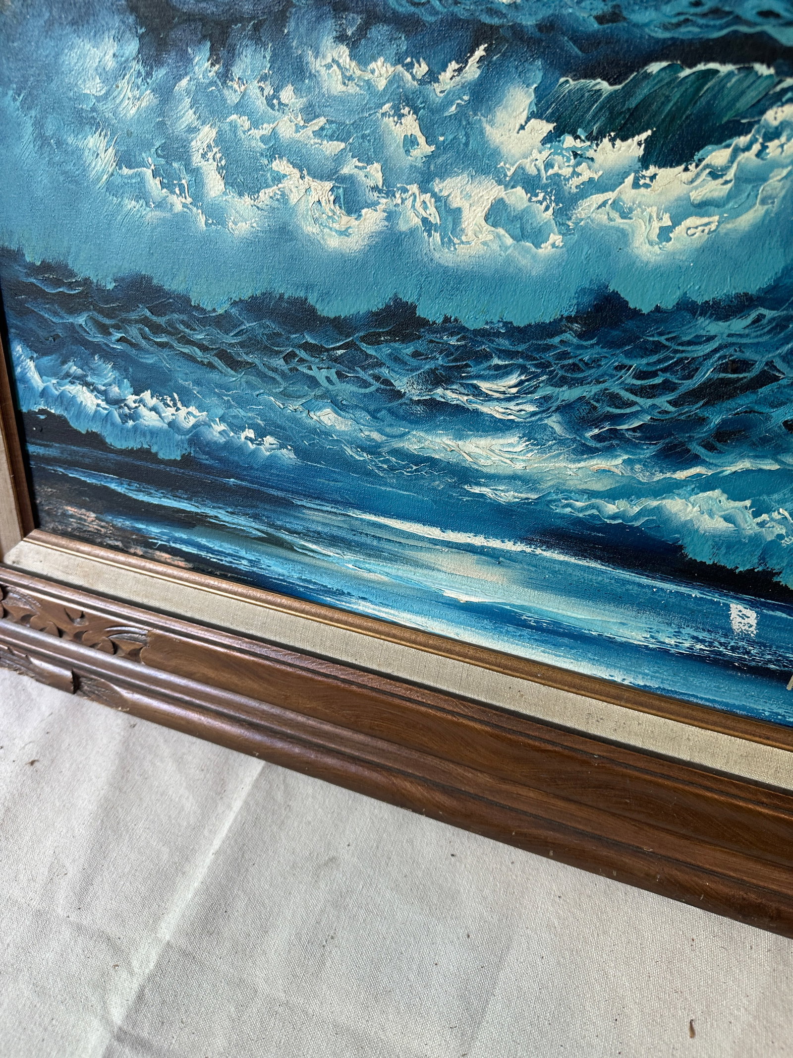 1970s Framed and Signed Seascape Painting - 11