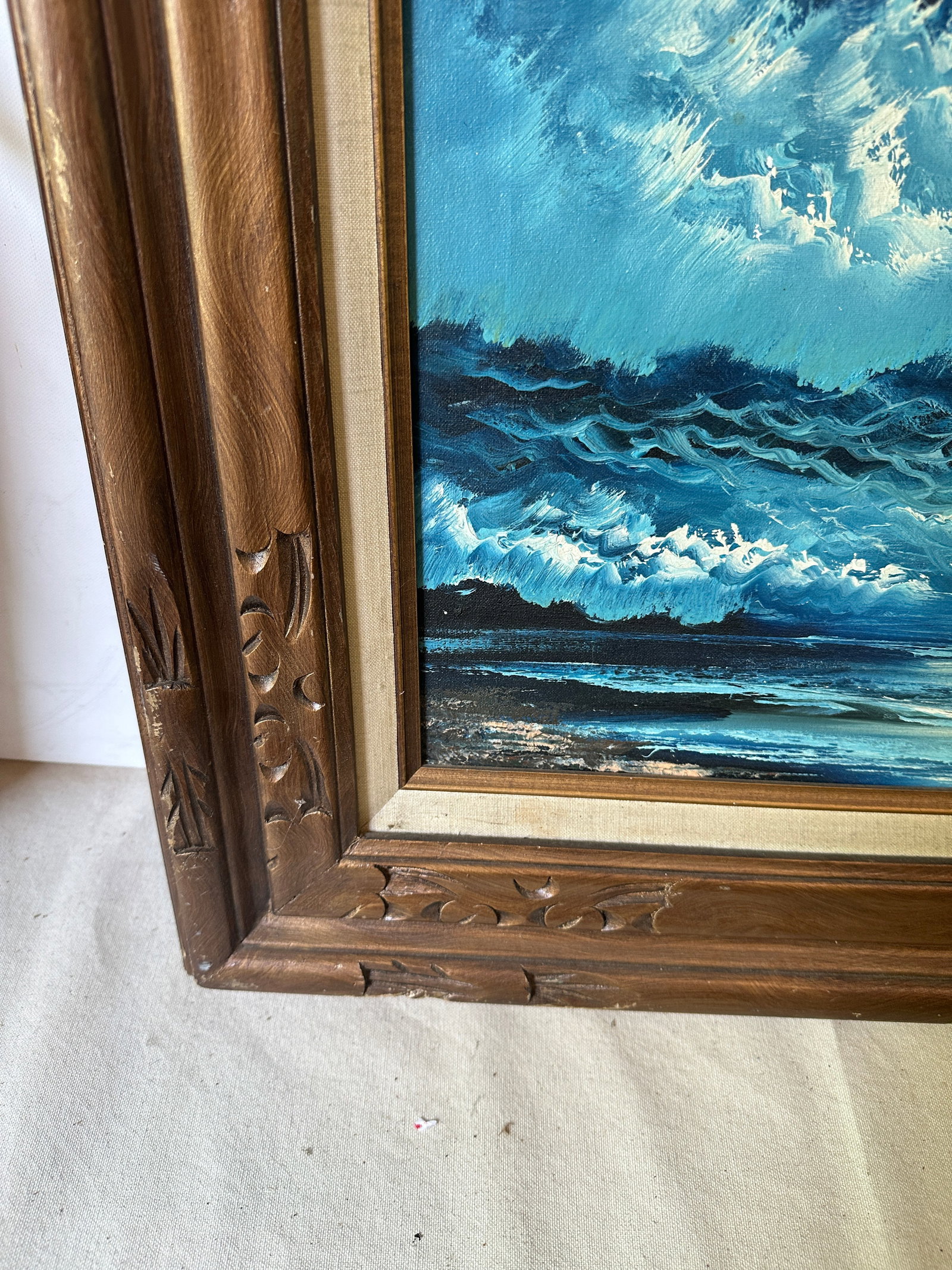 1970s Framed and Signed Seascape Painting - 4
