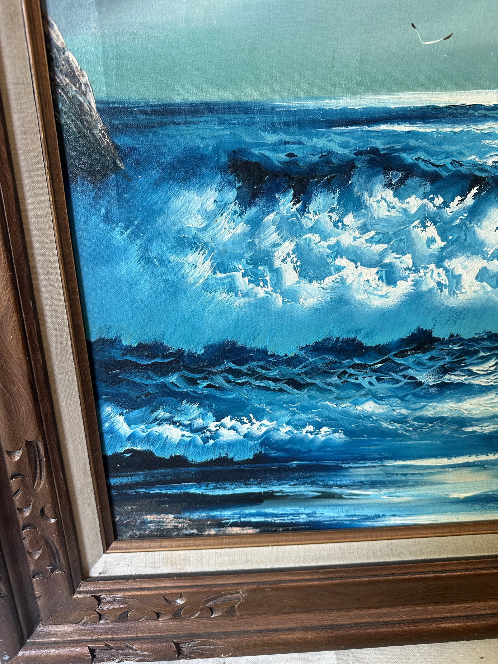 1970s Framed and Signed Seascape Painting - 5