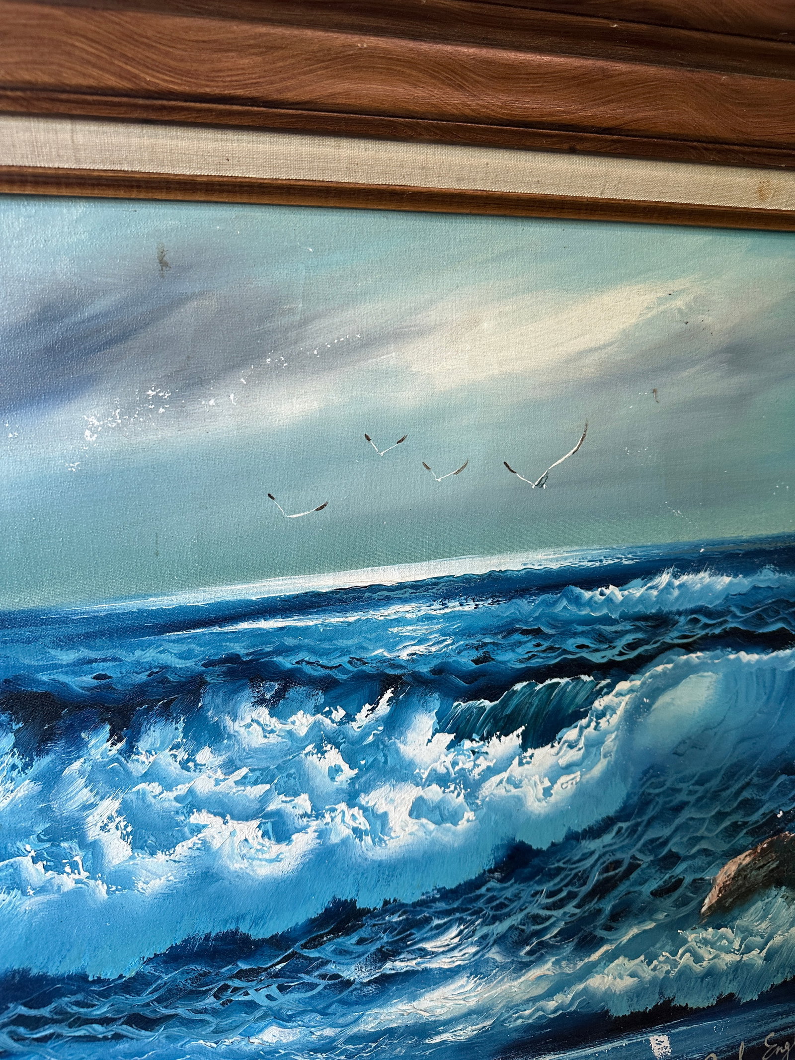 1970s Framed and Signed Seascape Painting - 6