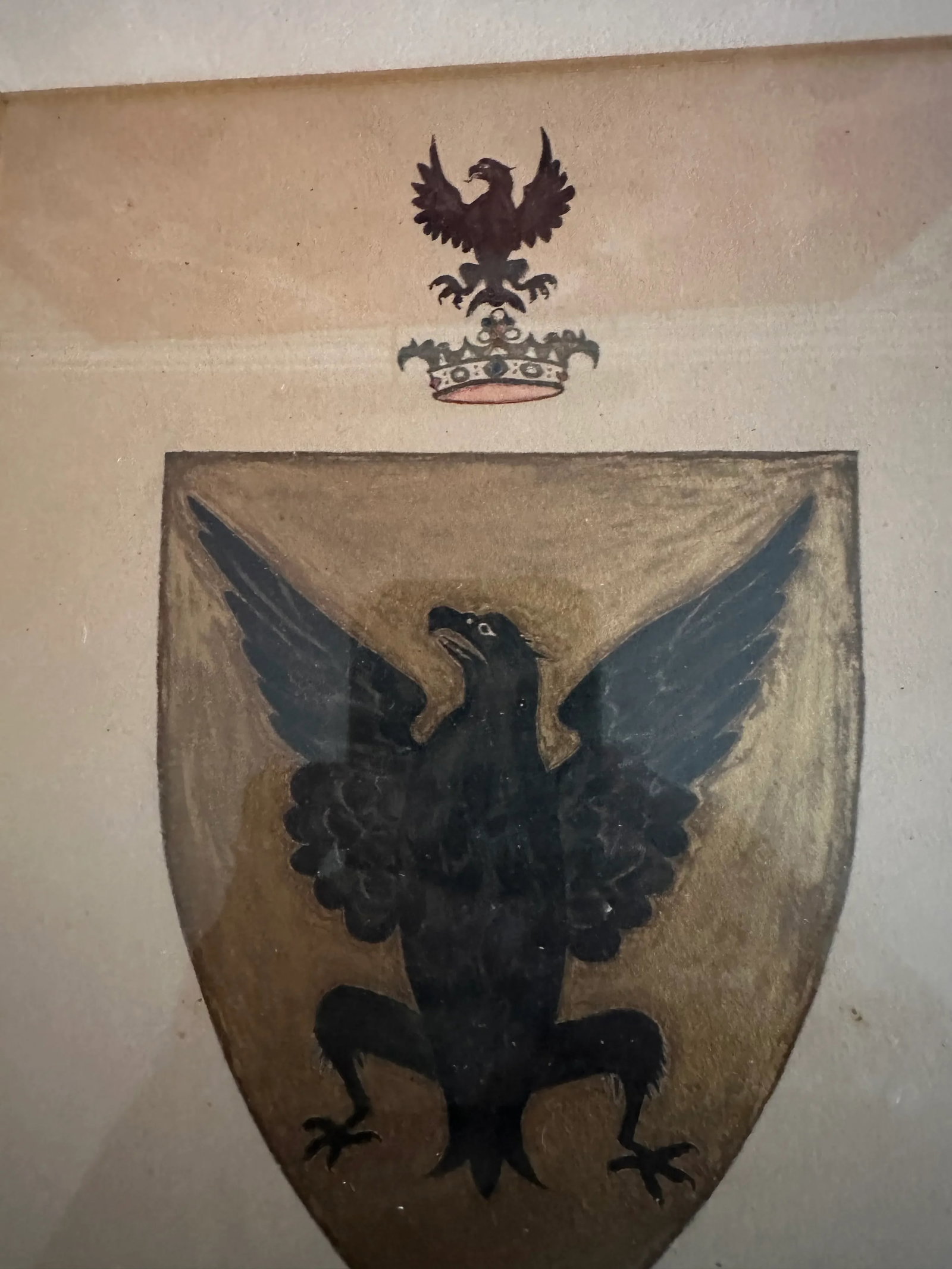 Framed Aristocratic Family Crest Leofric Mercia With Black Eagle and Gold Shield - 4