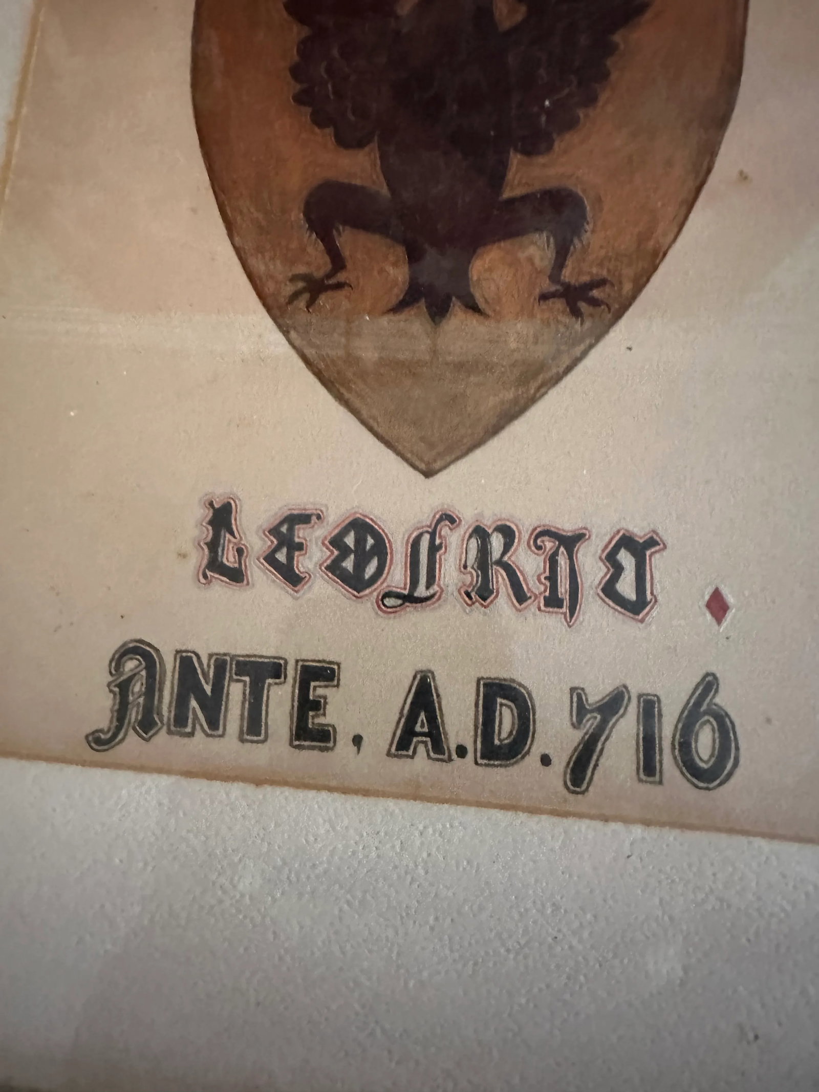 Framed Aristocratic Family Crest Leofric Mercia With Black Eagle and Gold Shield - 5