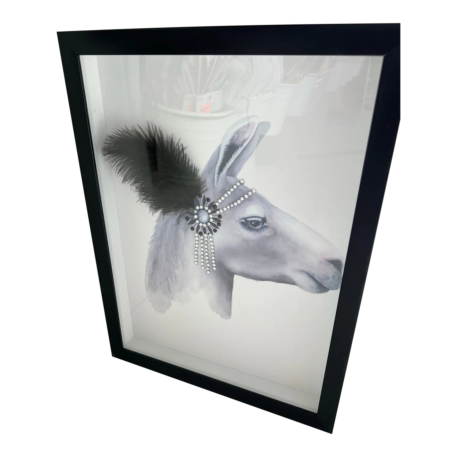 Ivy Bronx Classy Llama Embellished Giclee Wall Framed Art: Add a touch of sophistication to your wall with this framed gilcee wall art from Ivy Bronx. The elegant piece features a classy Llama with intricate embellishments, making it a perfect addition to any