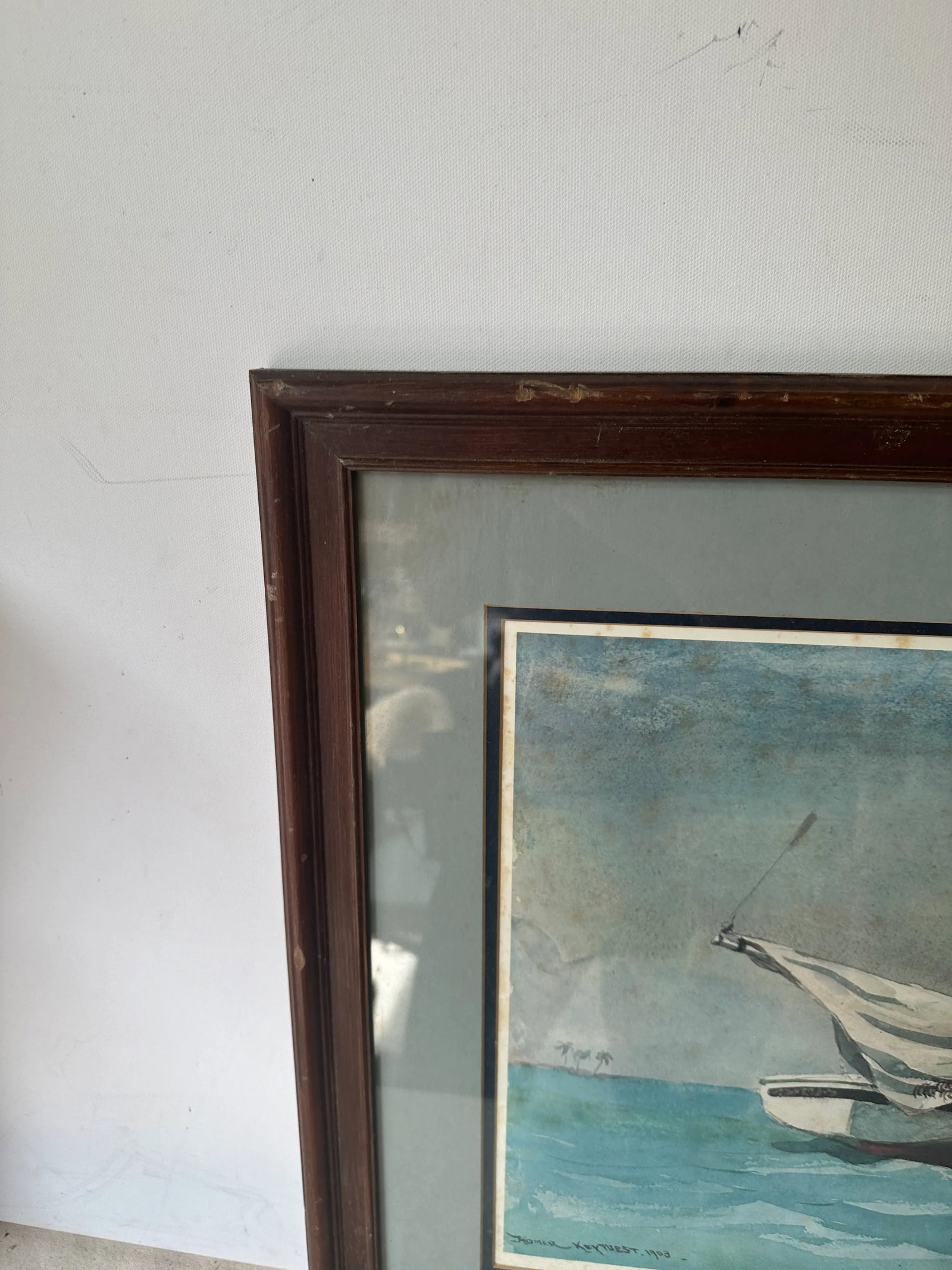 1970s Signed and Framed Seascape Painting of Boat - 2