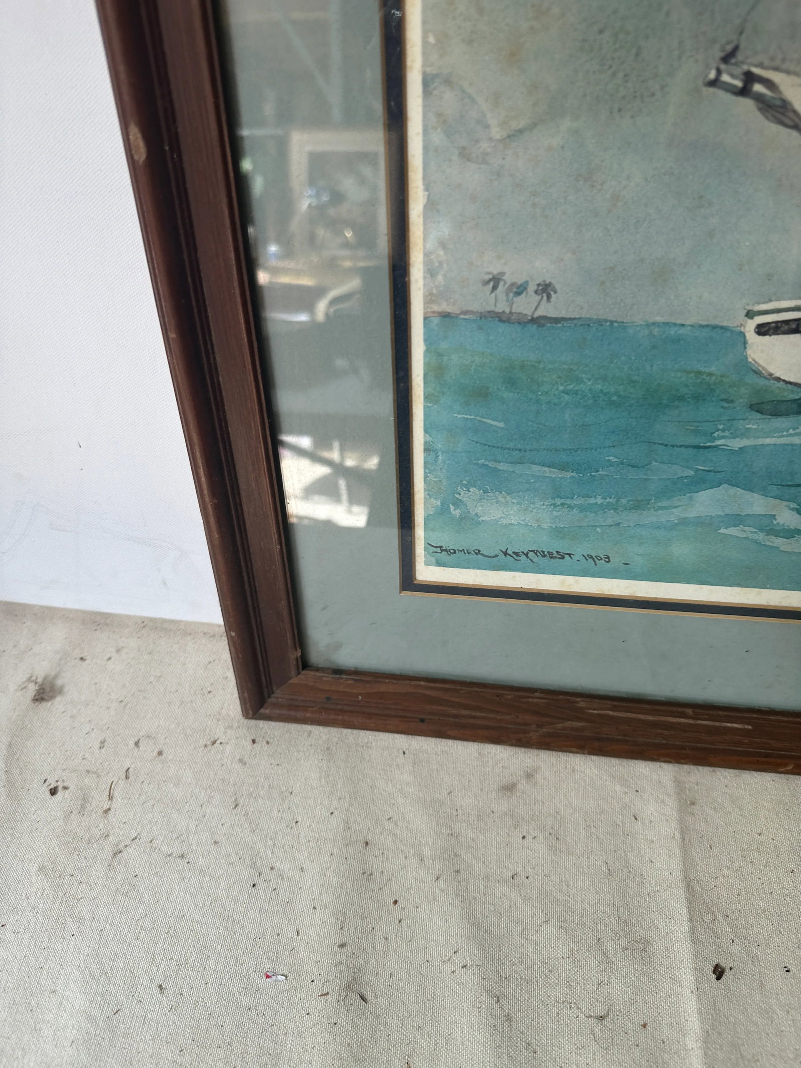 1970s Signed and Framed Seascape Painting of Boat - 3