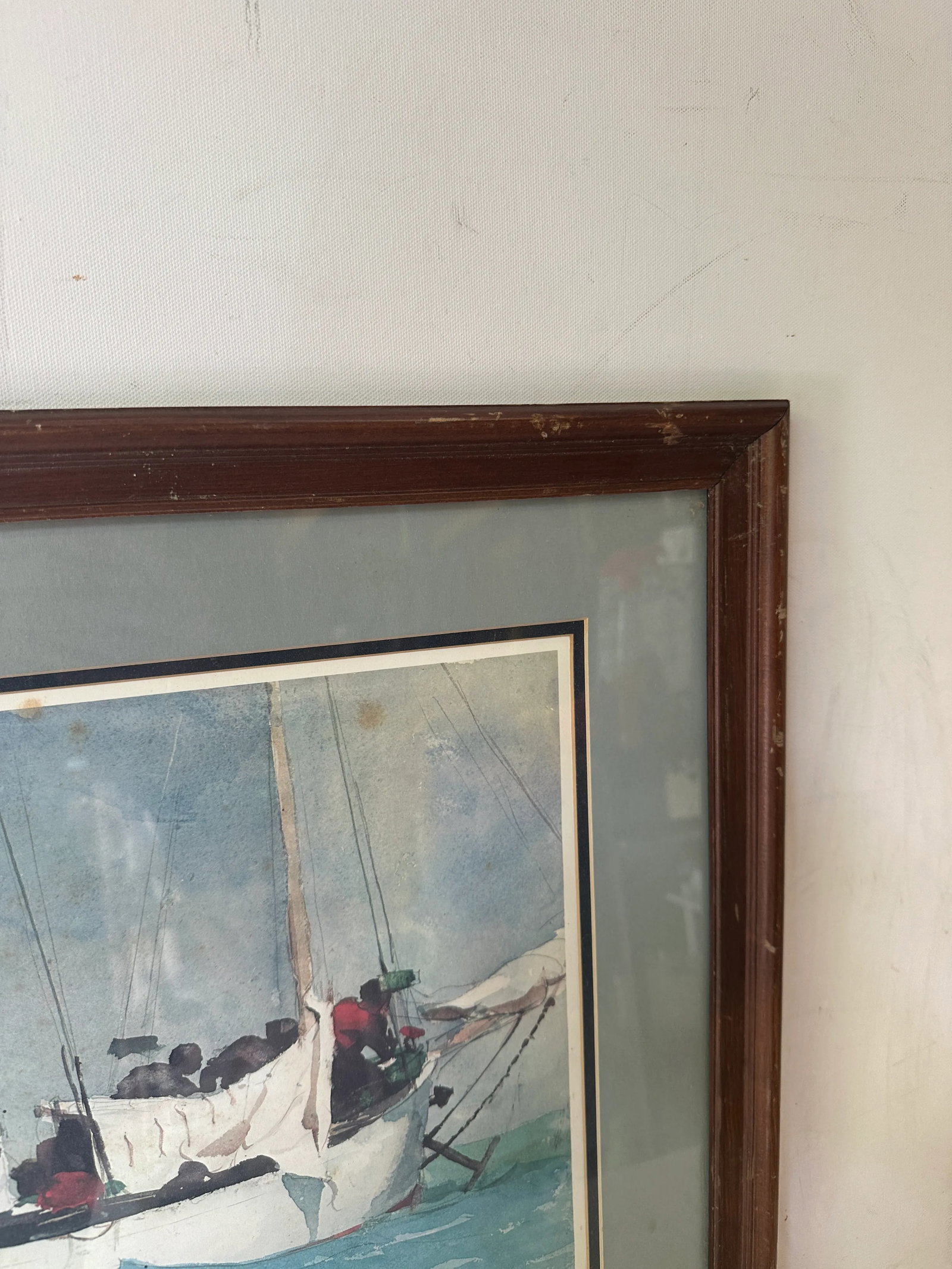 1970s Signed and Framed Seascape Painting of Boat - 6
