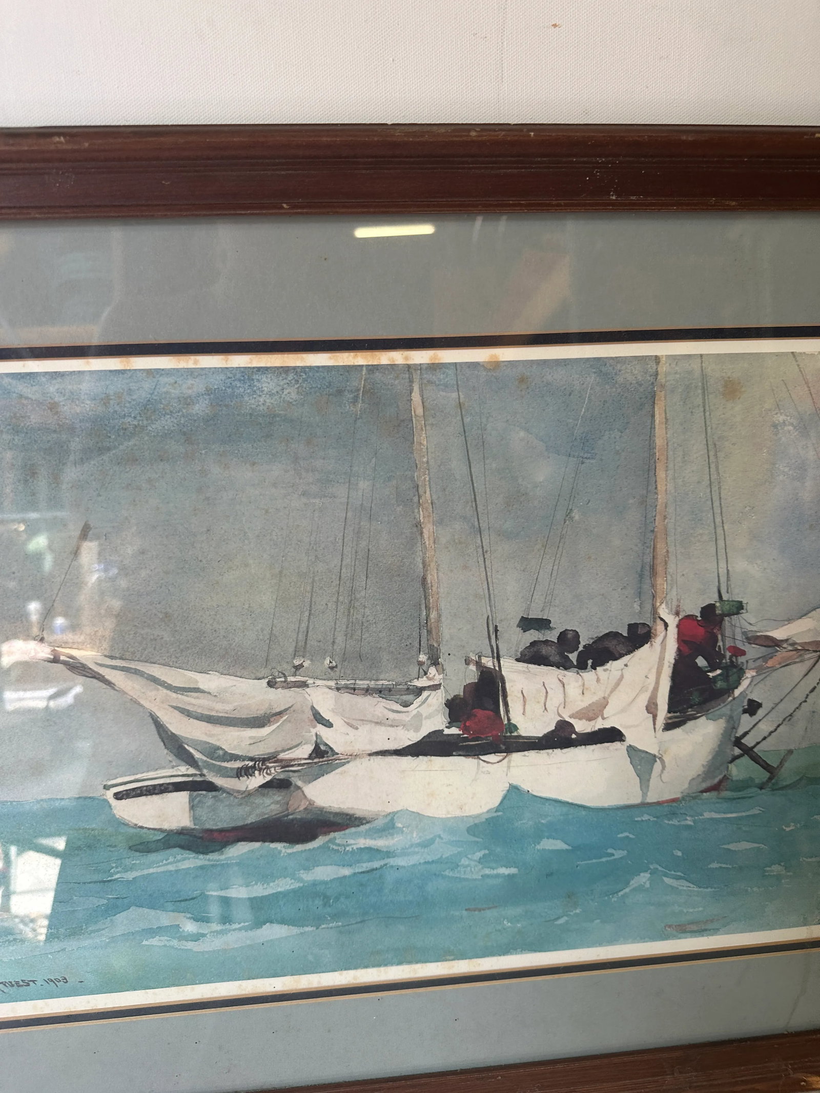 1970s Signed and Framed Seascape Painting of Boat - 9
