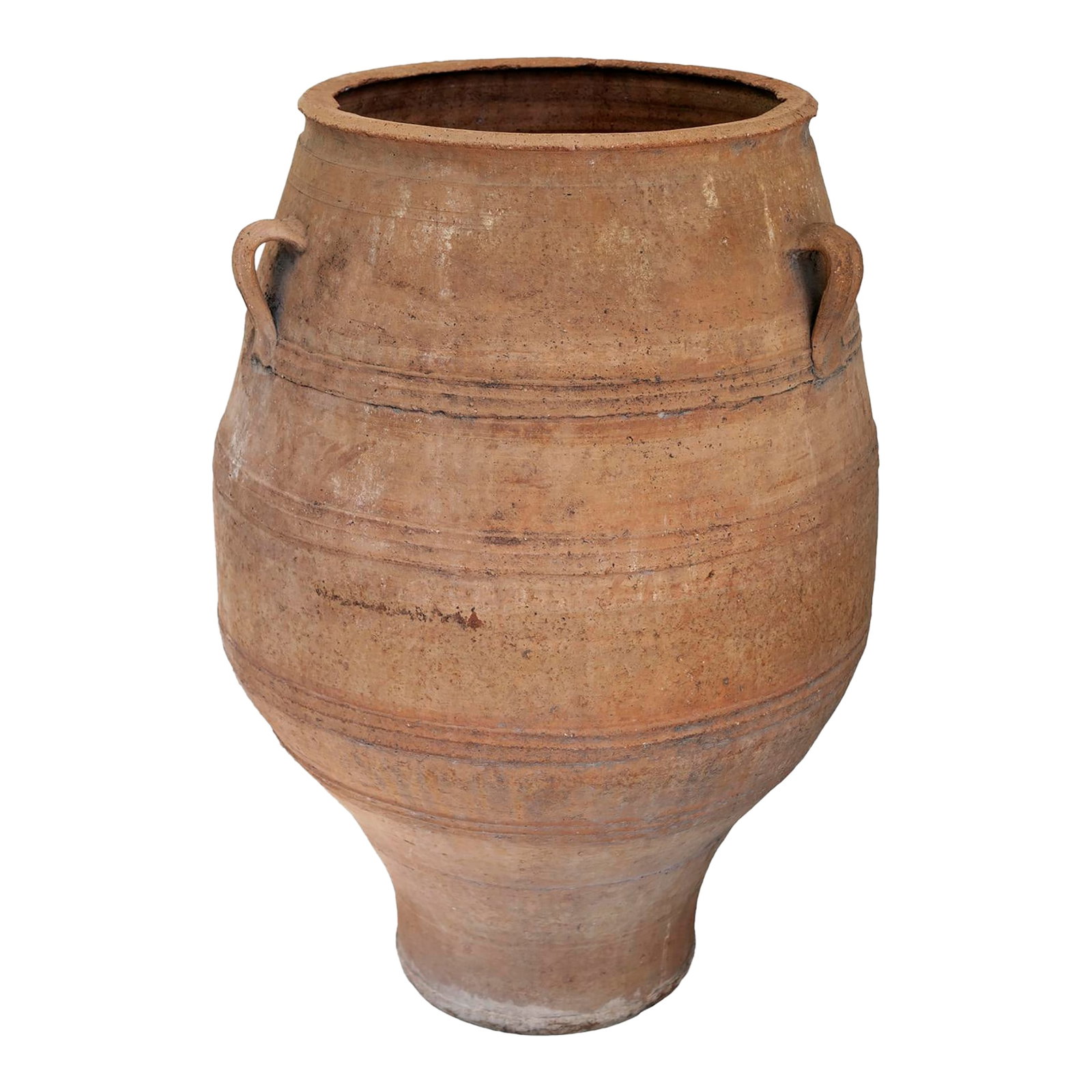 Vintage French Terra Cotta Olive Oil Jug: Vintage, XL French Terra Cotta Olive Oil Jug. Freestanding. Signature on the vessel. Condition: Alterations: Original Condition Unaltered Imperfections: Some Imperfections Condition Notes: In overall