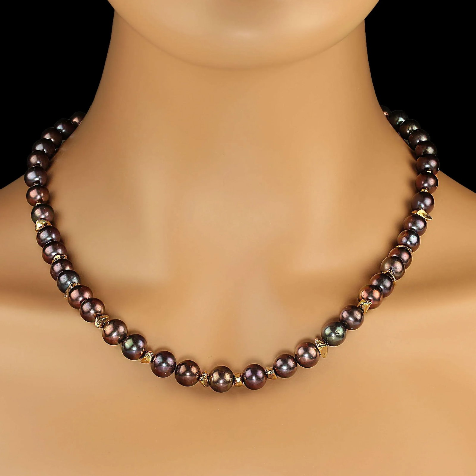 Wine/Mauve Pearls With Gold Vermeil Nugget Accents - 3