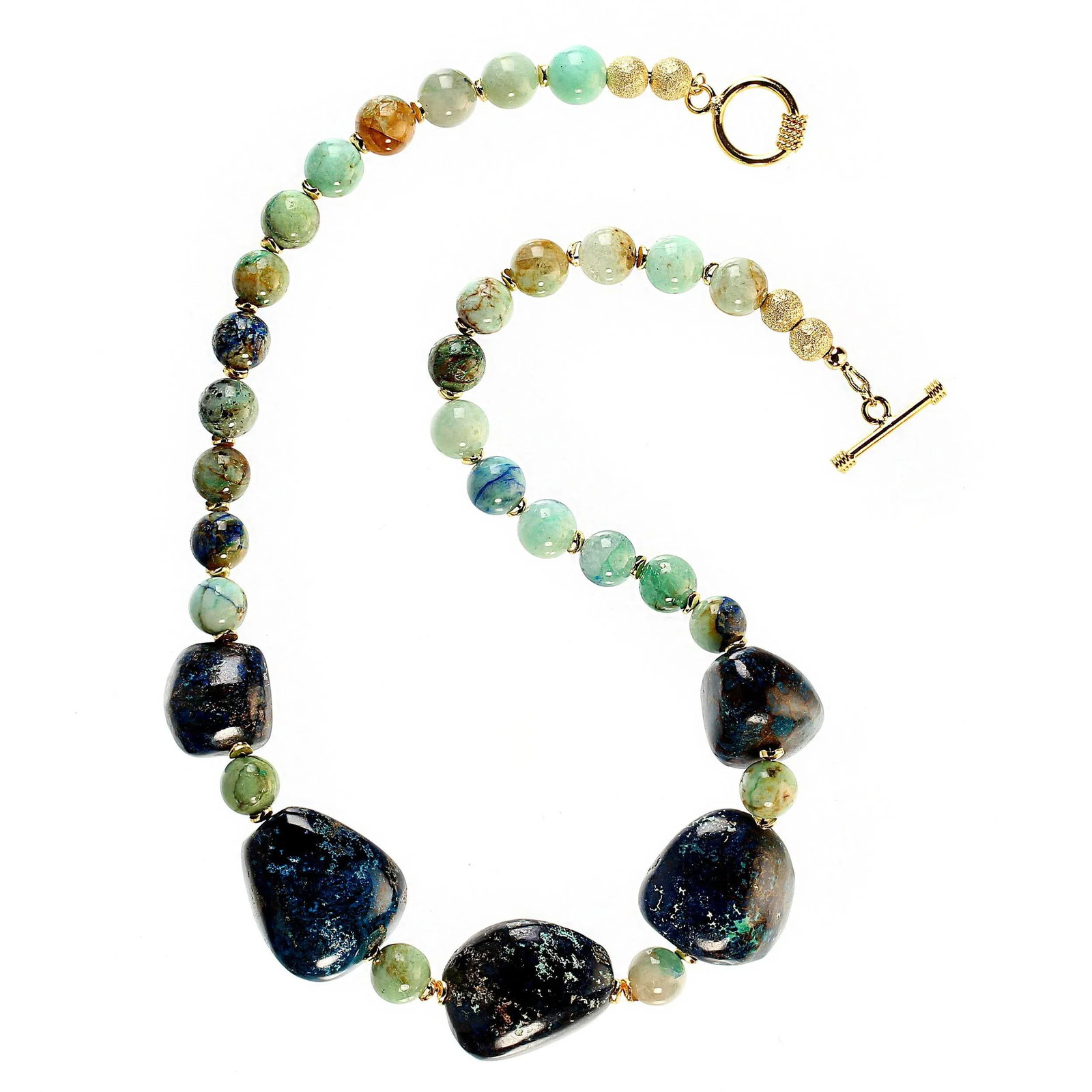 Chrysocolla Necklace With Gorgeous Focal & Goldy Accents - 5