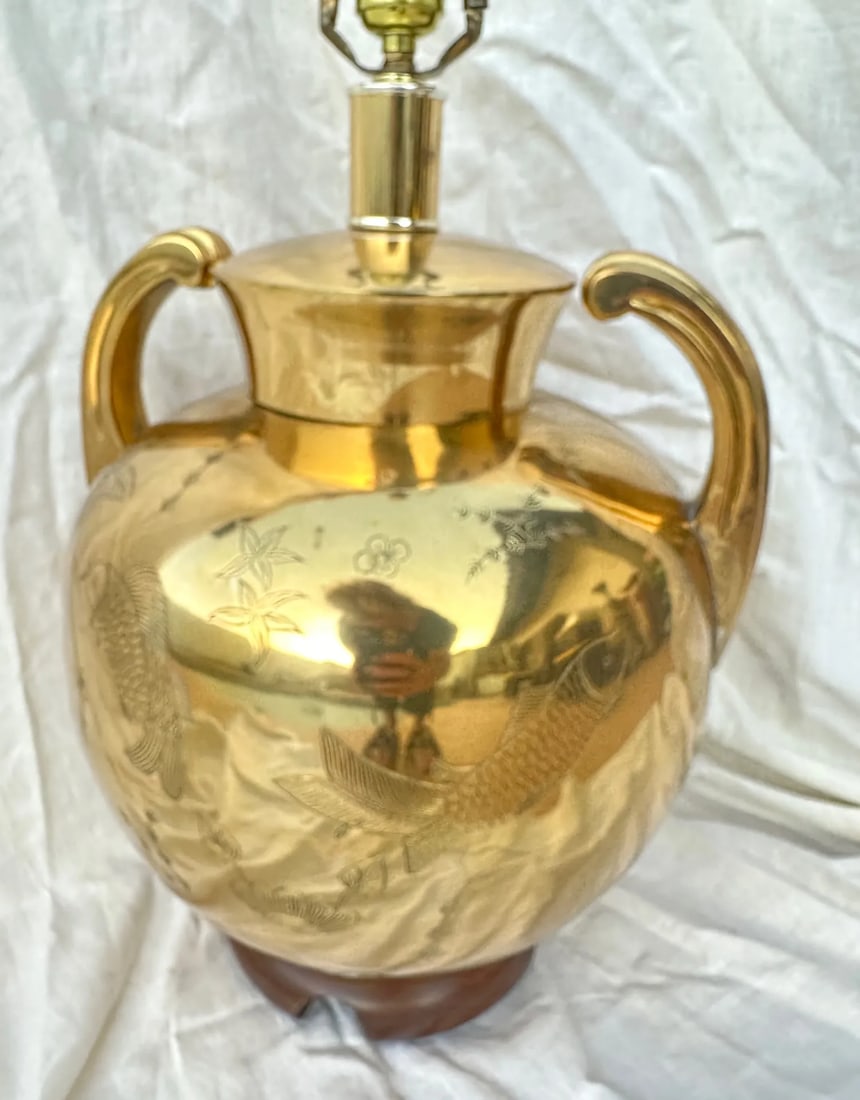 Vintage Brass Chinoiserie Urn Table Lamp - 3