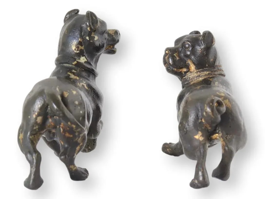 Antique Bronze Pug Dogs, a Pair - 4