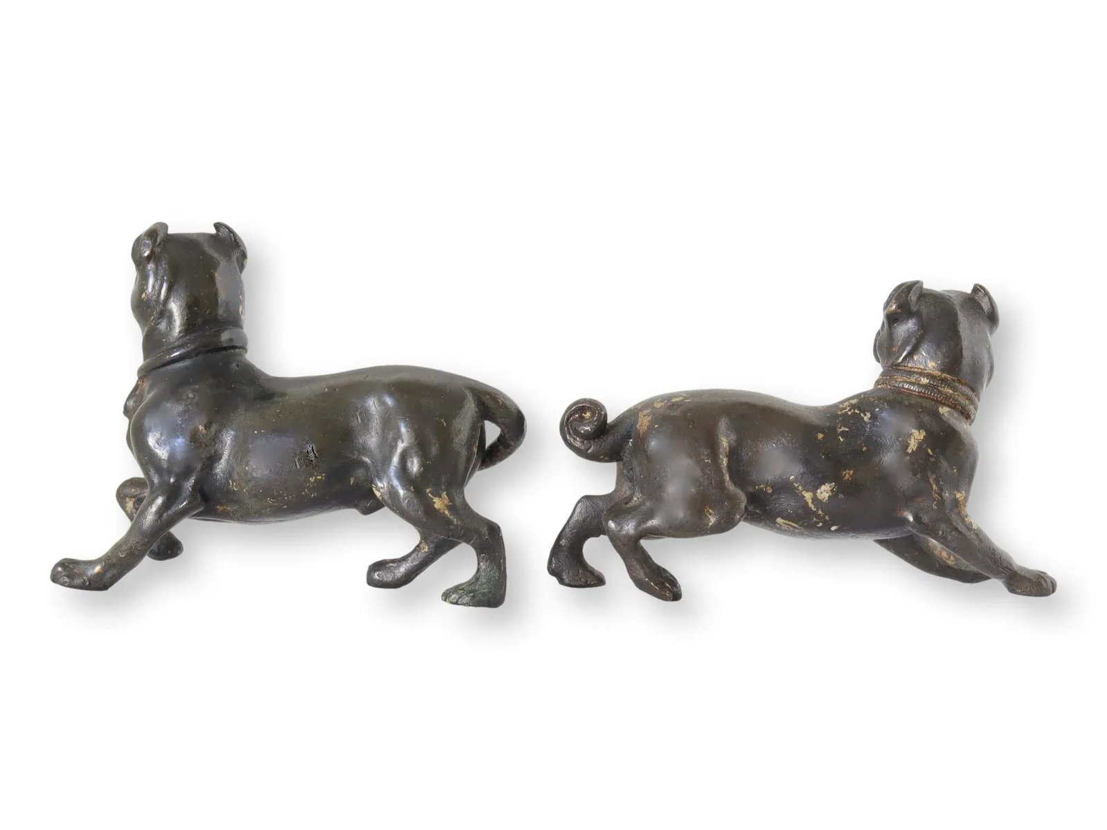 Antique Bronze Pug Dogs, a Pair - 5