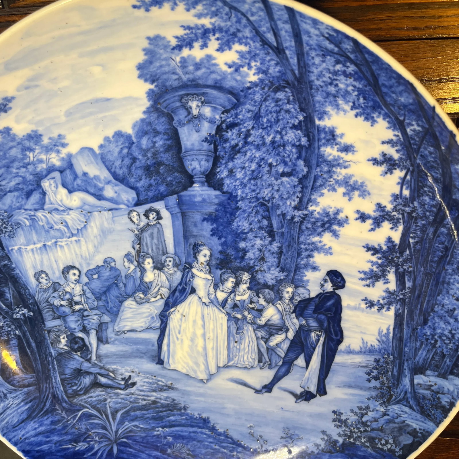Antique Blue and White Porcelain Wall Plate - 2