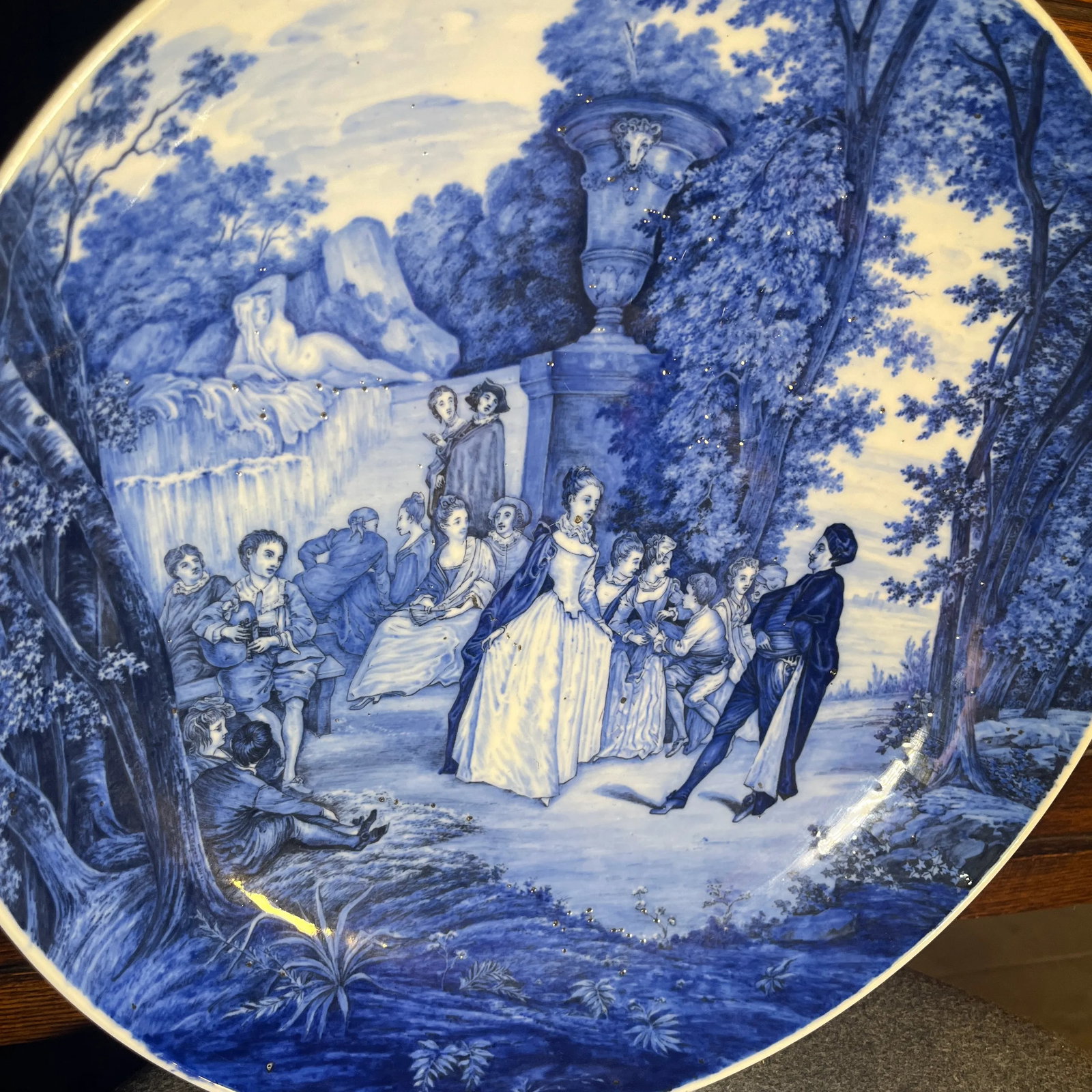 Antique Blue and White Porcelain Wall Plate - 4