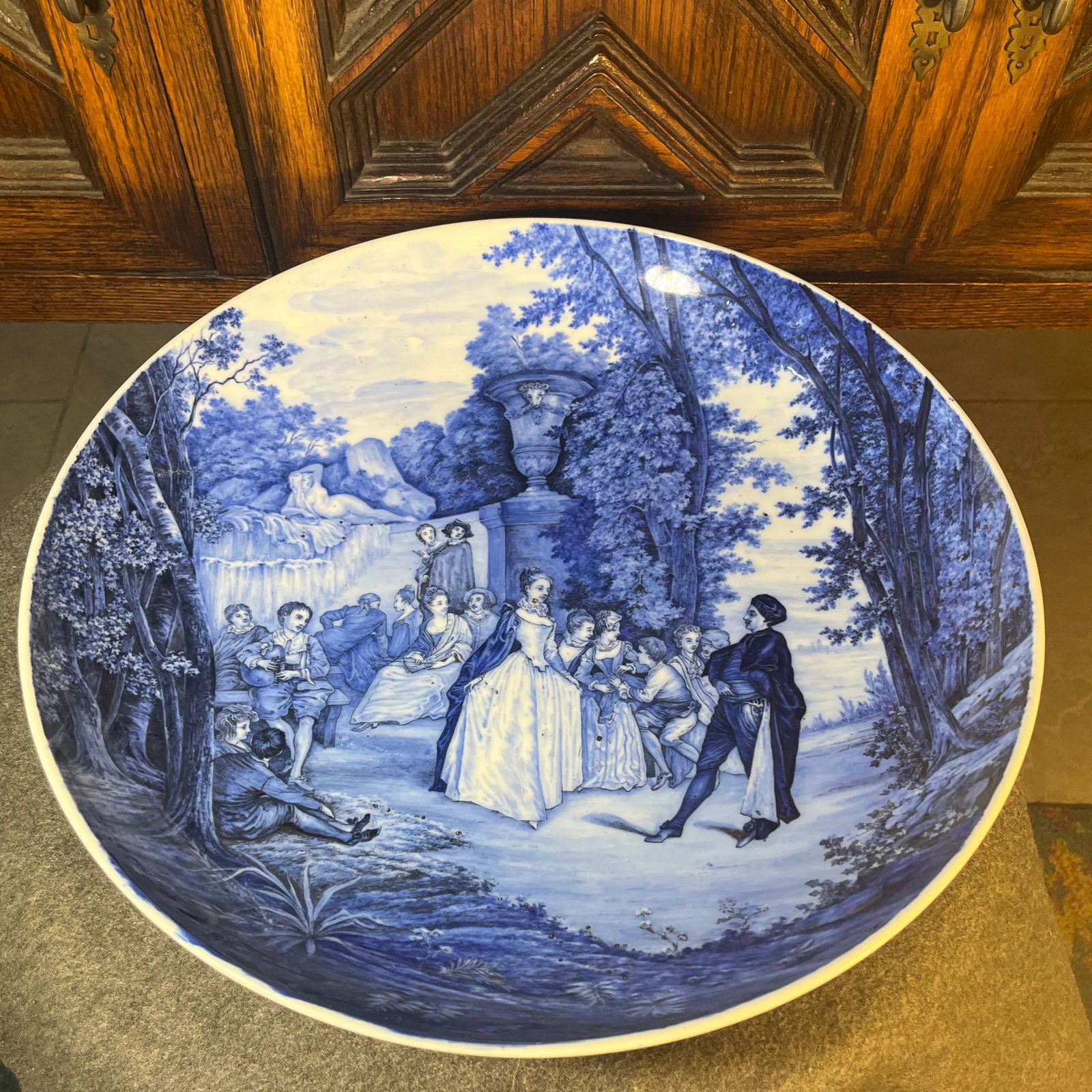 Antique Blue and White Porcelain Wall Plate - 5