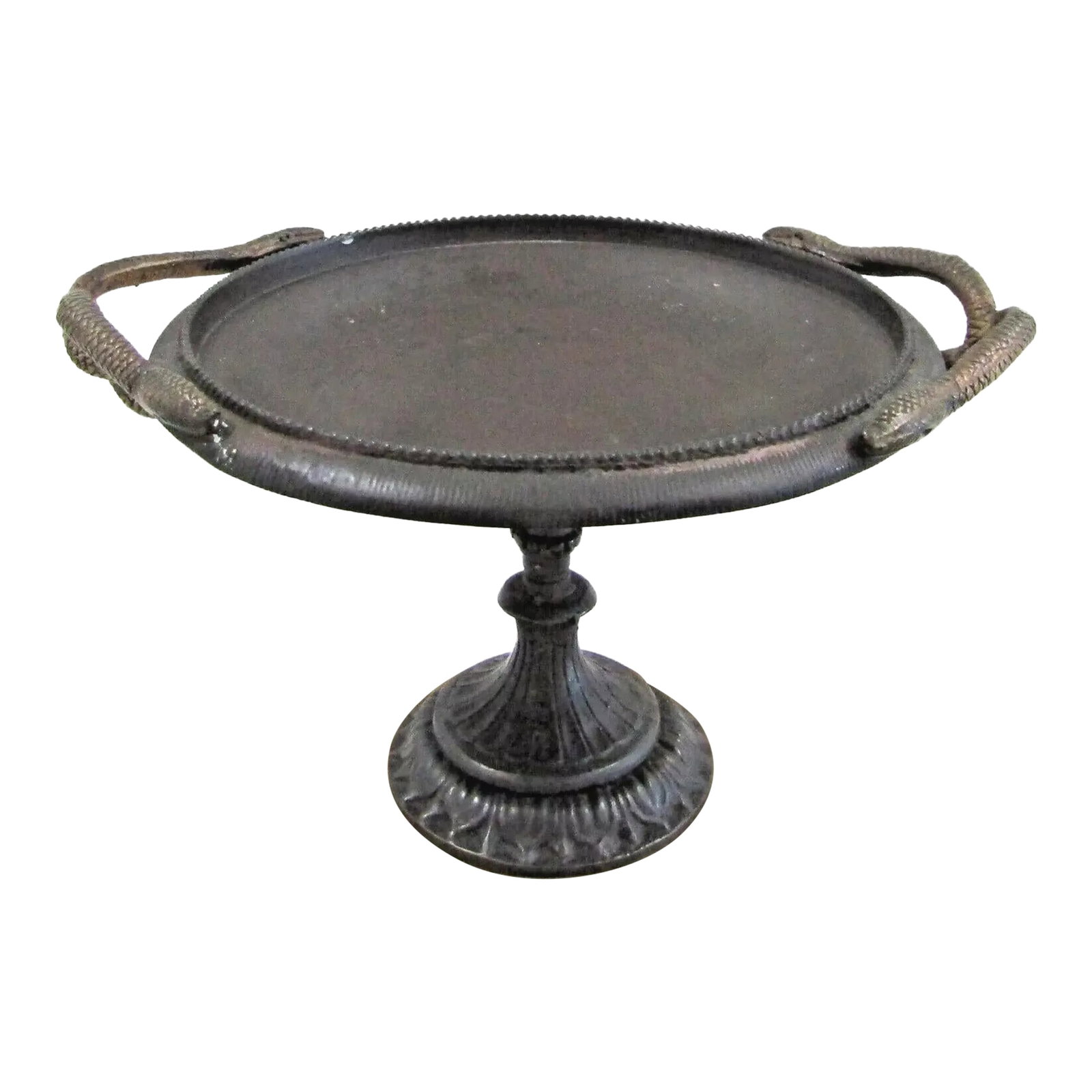 Mid-Century Italian Bronze Tazza Candle Holder With Snake Handles Circa 1940 (1 of 10)