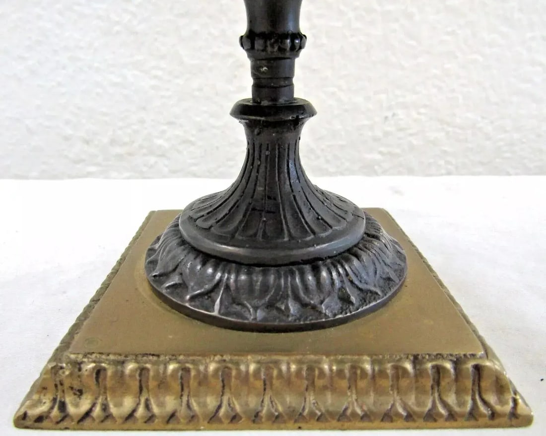 Mid-Century Italian Bronze Tazza Candle Holder With Snake Handles Circa 1940 - 2