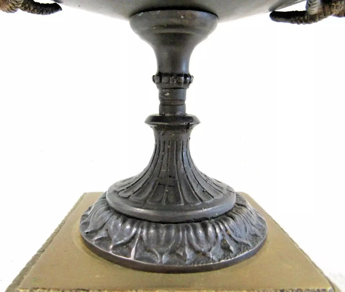 Mid-Century Italian Bronze Tazza Candle Holder With Snake Handles Circa 1940 - 3