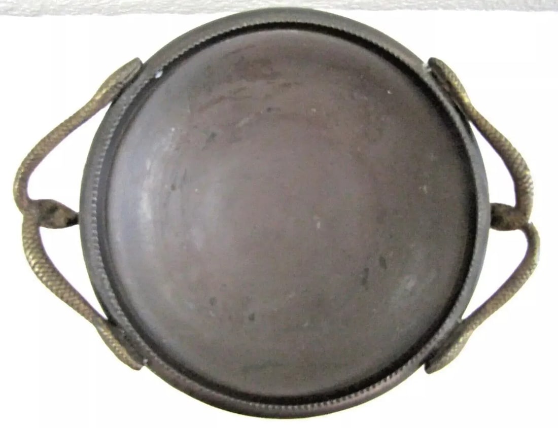 Mid-Century Italian Bronze Tazza Candle Holder With Snake Handles Circa 1940 - 4