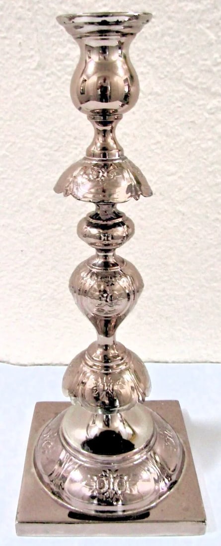 Antique Fraget N Plaque Sabbath Candlesticks 19th Century Judaica, a Pair - 2