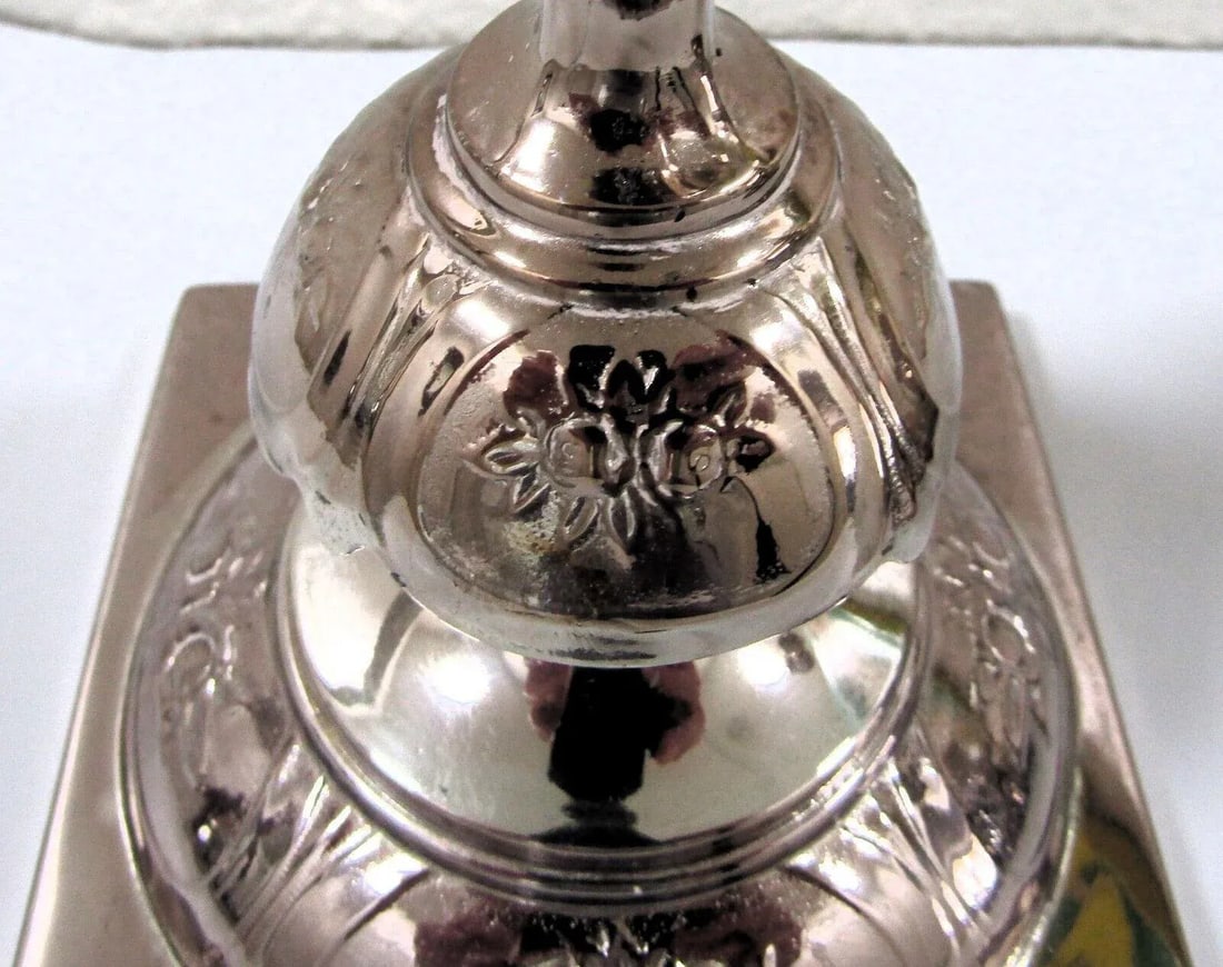 Antique Fraget N Plaque Sabbath Candlesticks 19th Century Judaica, a Pair - 7