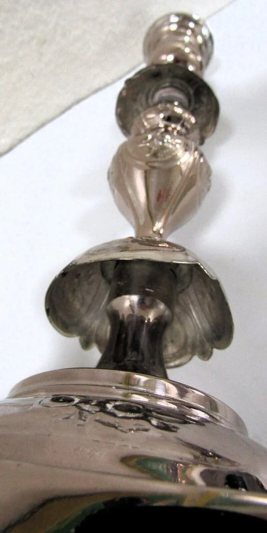 Antique Fraget N Plaque Sabbath Candlesticks 19th Century Judaica, a Pair - 8