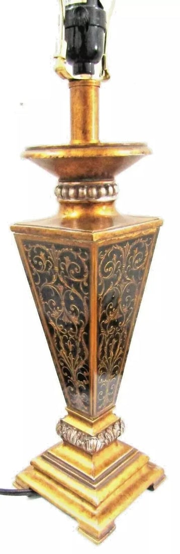 Boulle Style Gold Table Lamp With Shade - 2