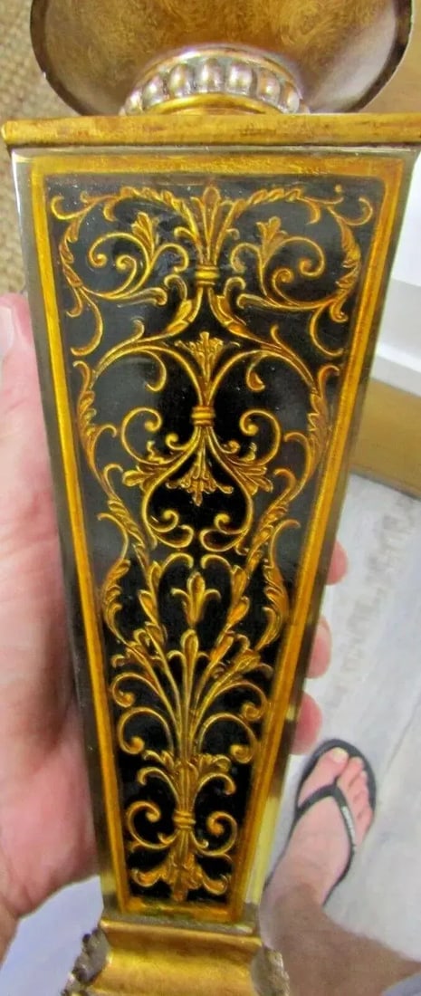 Boulle Style Gold Table Lamp With Shade - 7