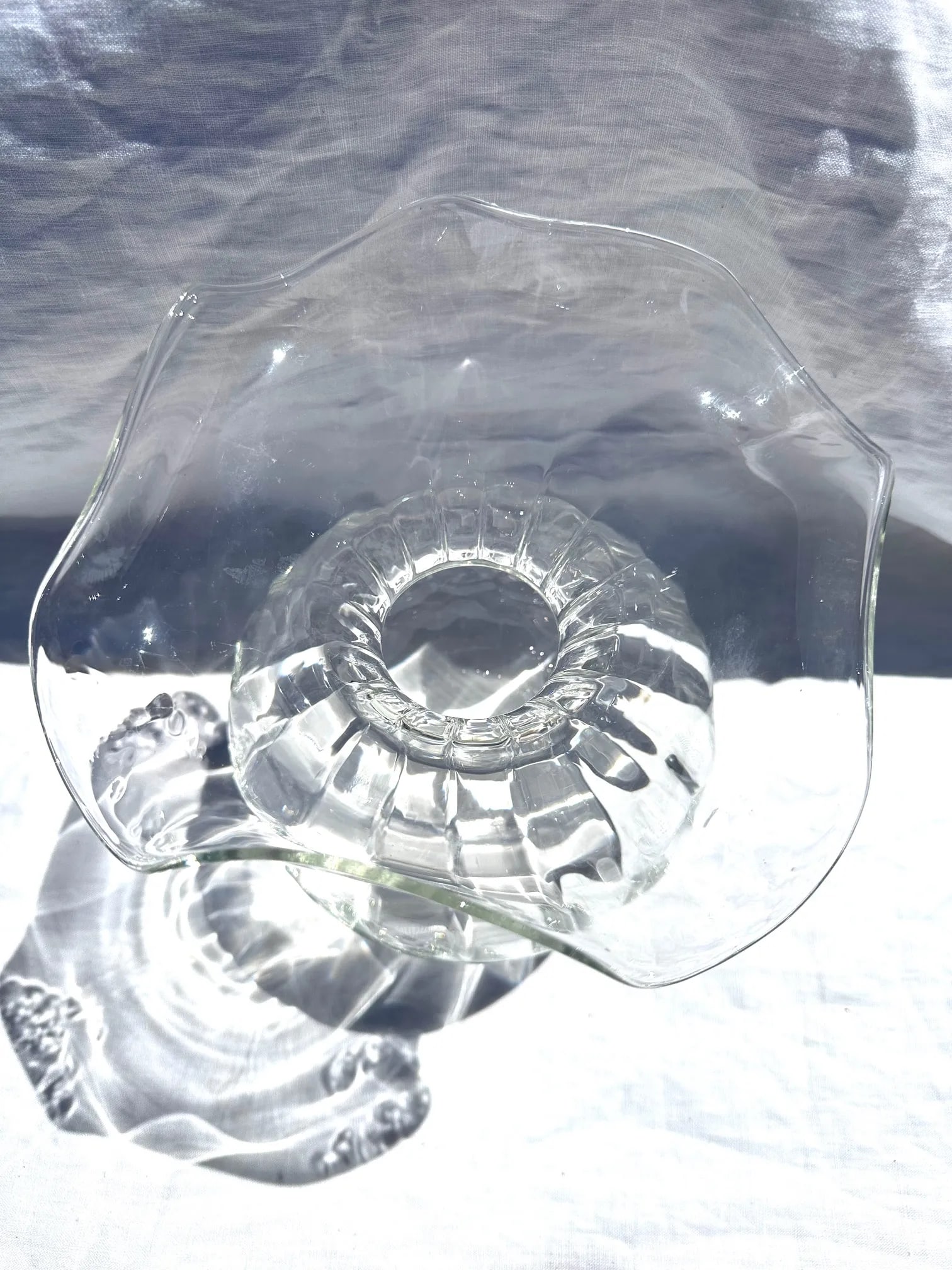 Vintage Lancel Paris Blown Glass Hibiscus Flower Vase - 5