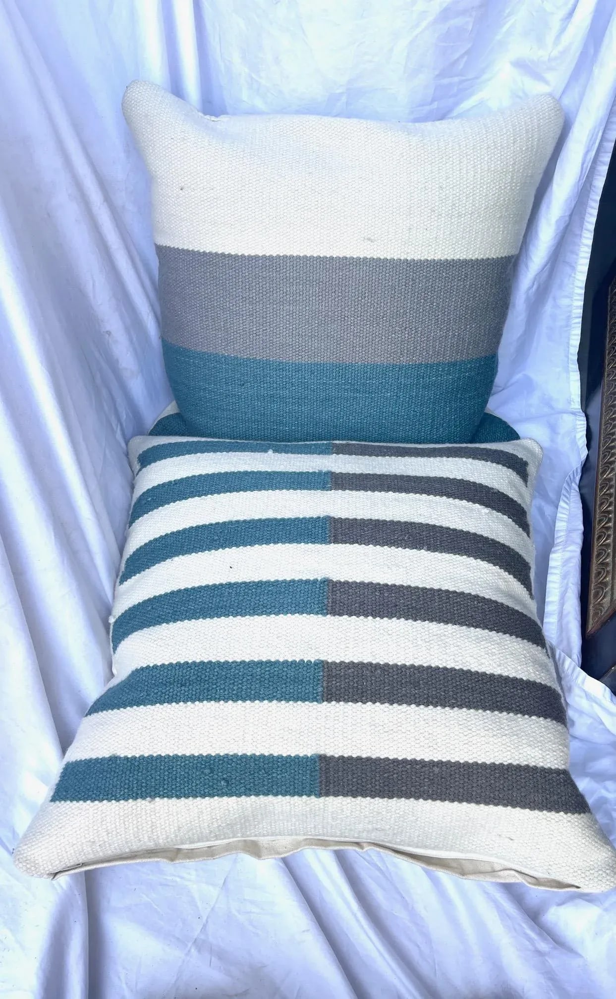 Pair of Ethan Allen Kilim Striped Pillows - 5