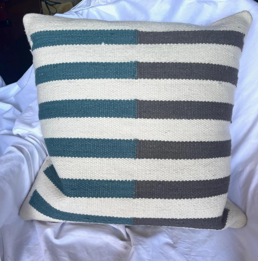 Pair of Ethan Allen Kilim Striped Pillows - 6