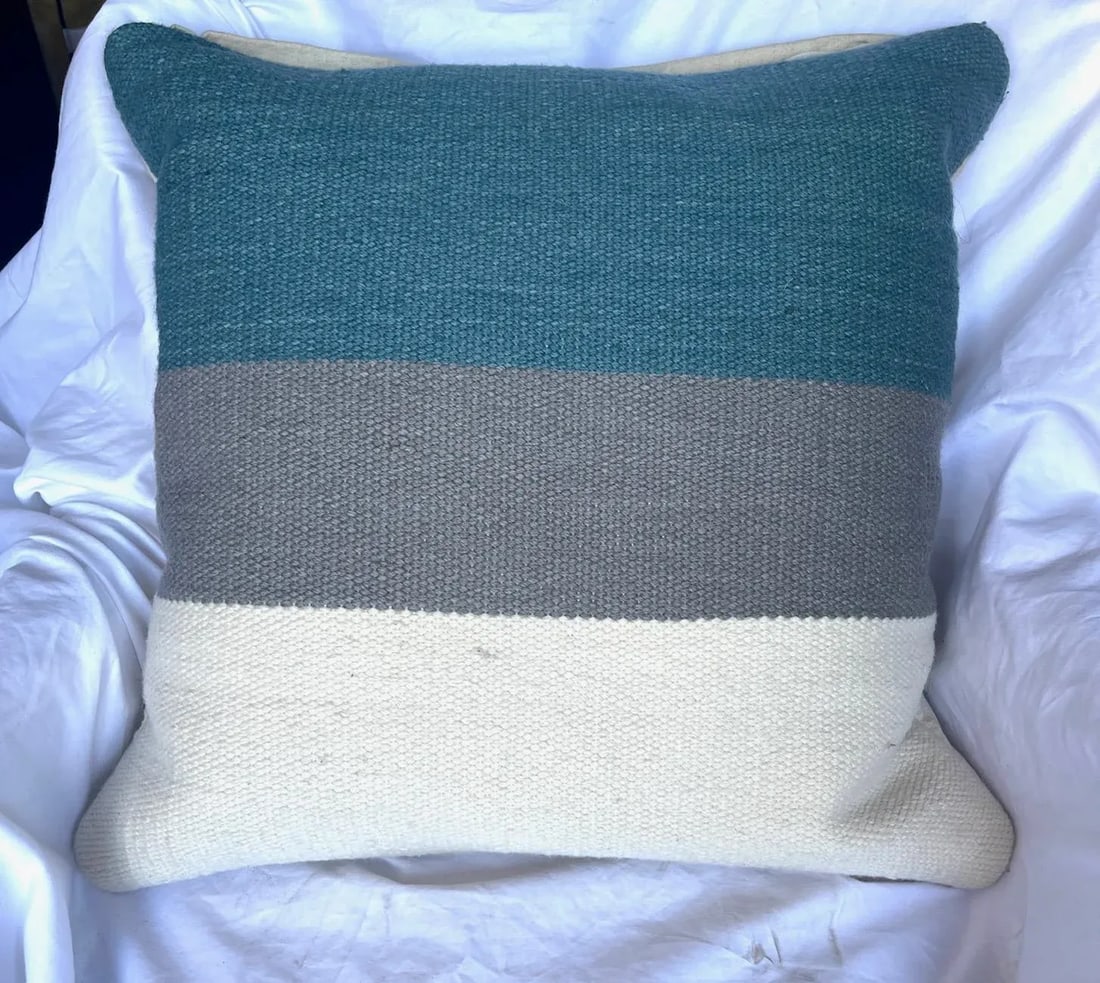Pair of Ethan Allen Kilim Striped Pillows - 8