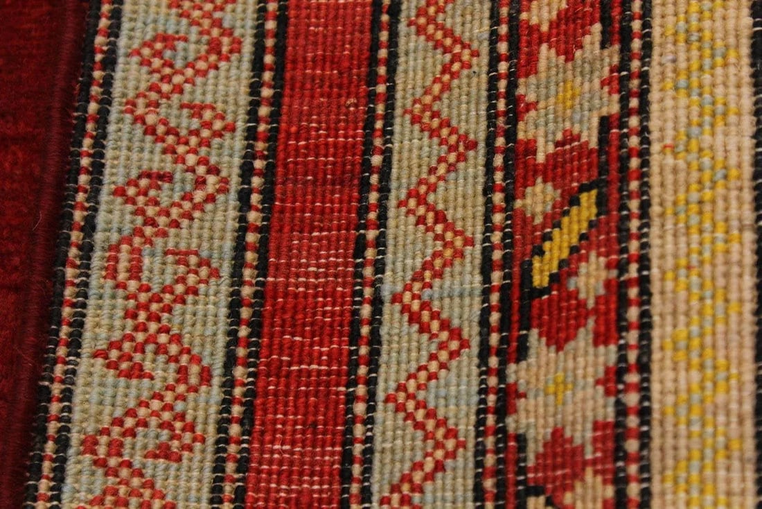 1990s Shabby Chic Tribal Khurgeen Red/Gray Wool Rug - 2'0 X 2'1 - 7