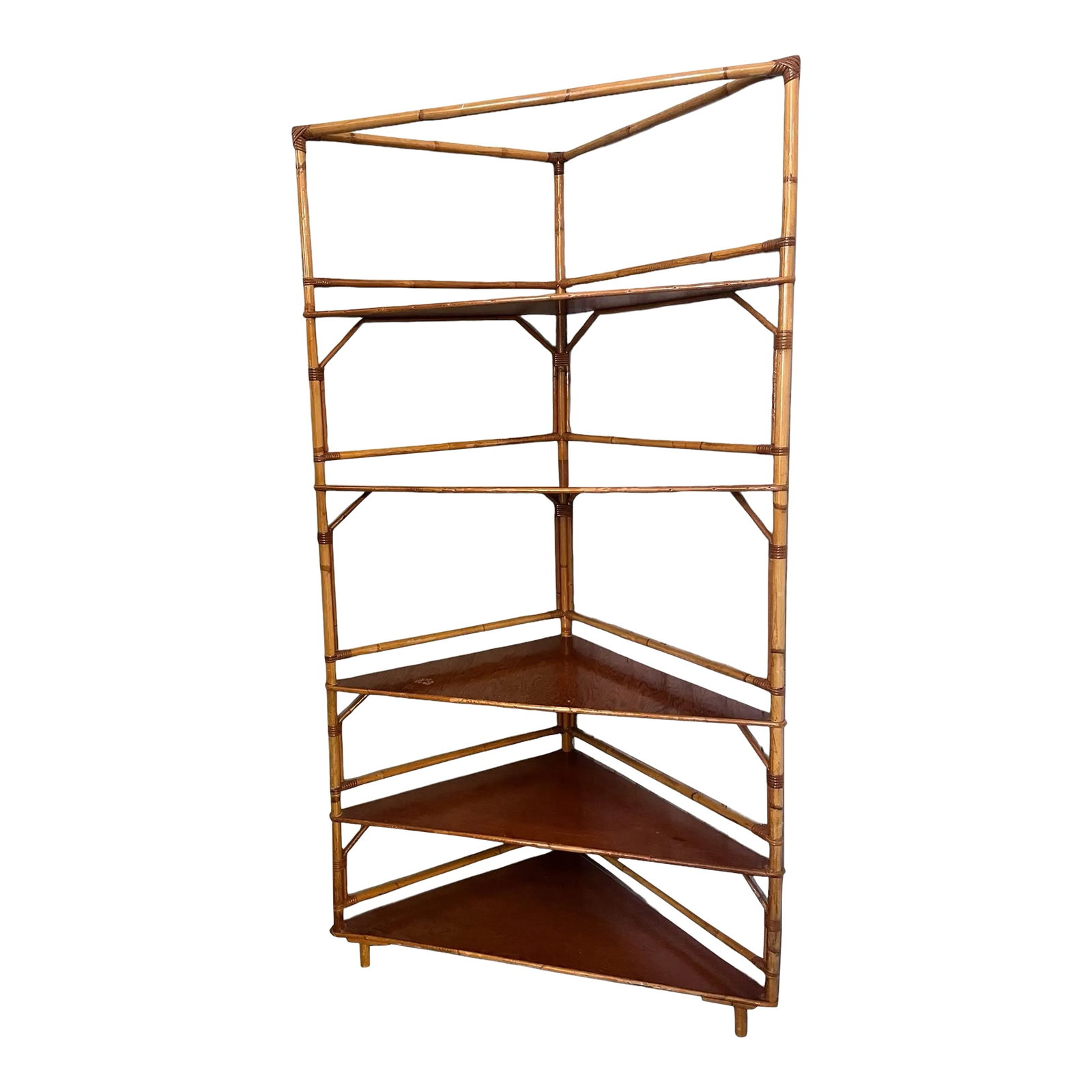 1960s Vintage Bamboo 5 Tier Corner Shelf Unit (1 of 12)