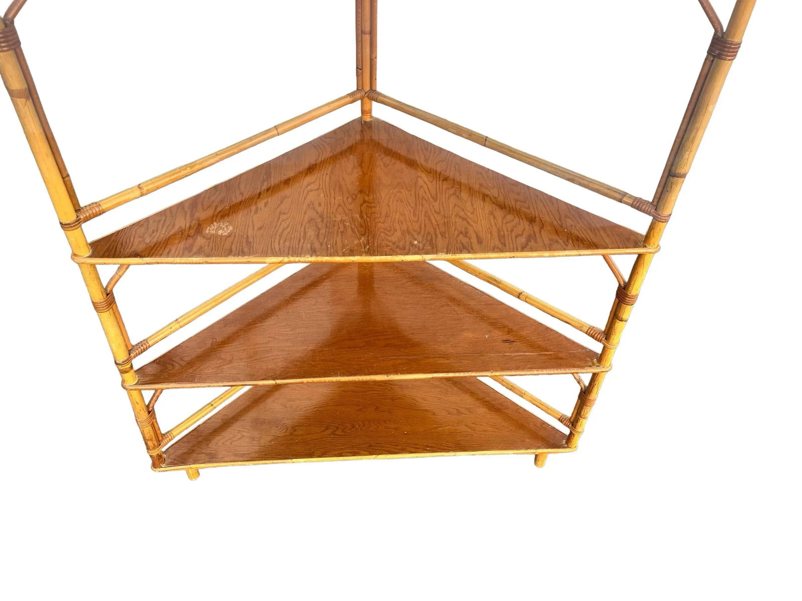 1960s Vintage Bamboo 5 Tier Corner Shelf Unit - 7